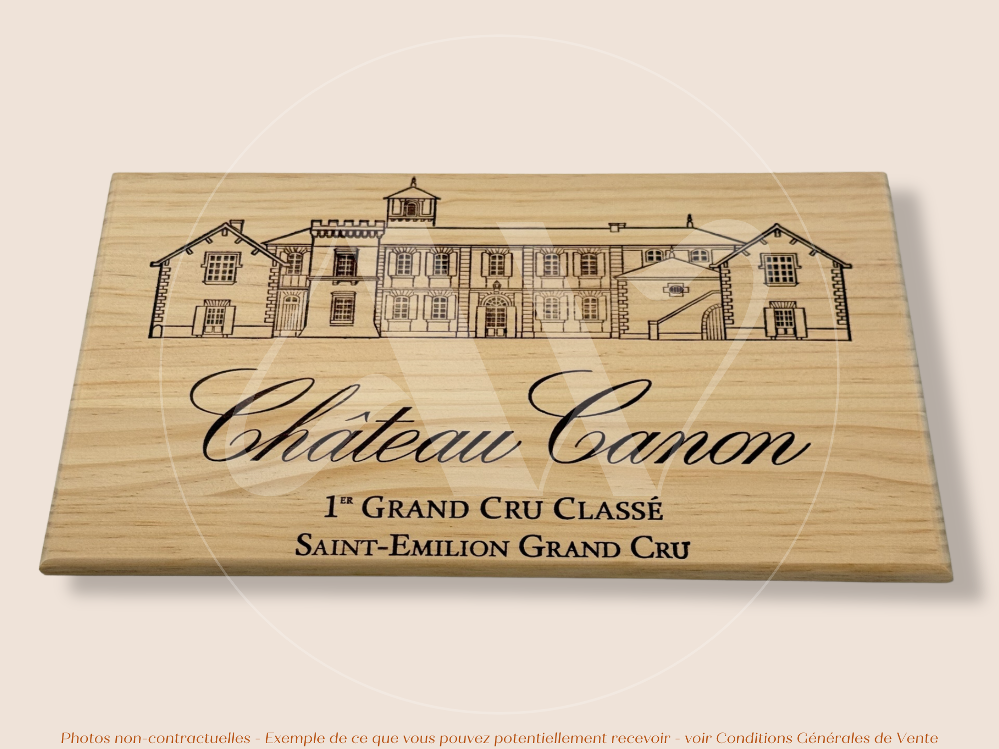 Estampe / Façade d'une caisse de vin en bois du Chateau Canon - Bordeaux | Format 6 ou 12 bouteilles = 30x17 cm