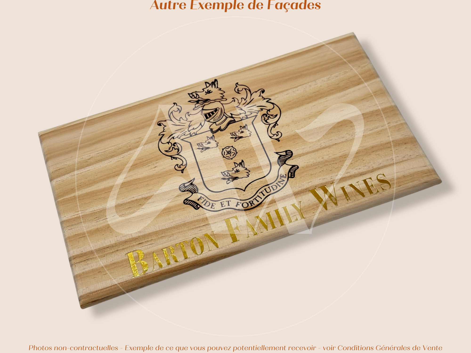 Façade Estampe bois – Barton Family Wines – Bordeaux – Format 30x17 cm – (inscription dorée)