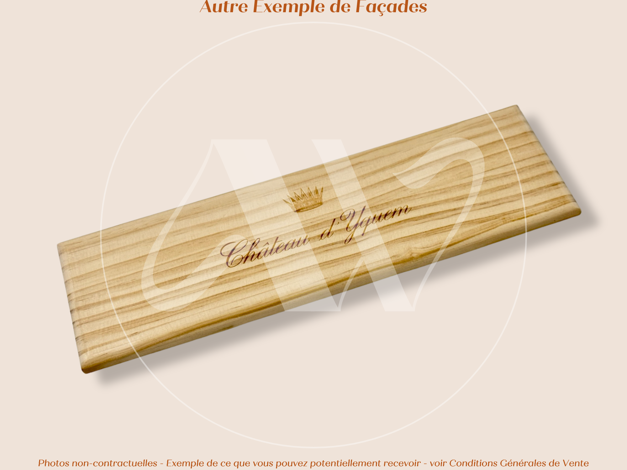 Estampe / Façade d'une caisse de vin en bois du Chateau Yquem - Sauternes - Bordeaux | Format 1 bouteille = 30x9