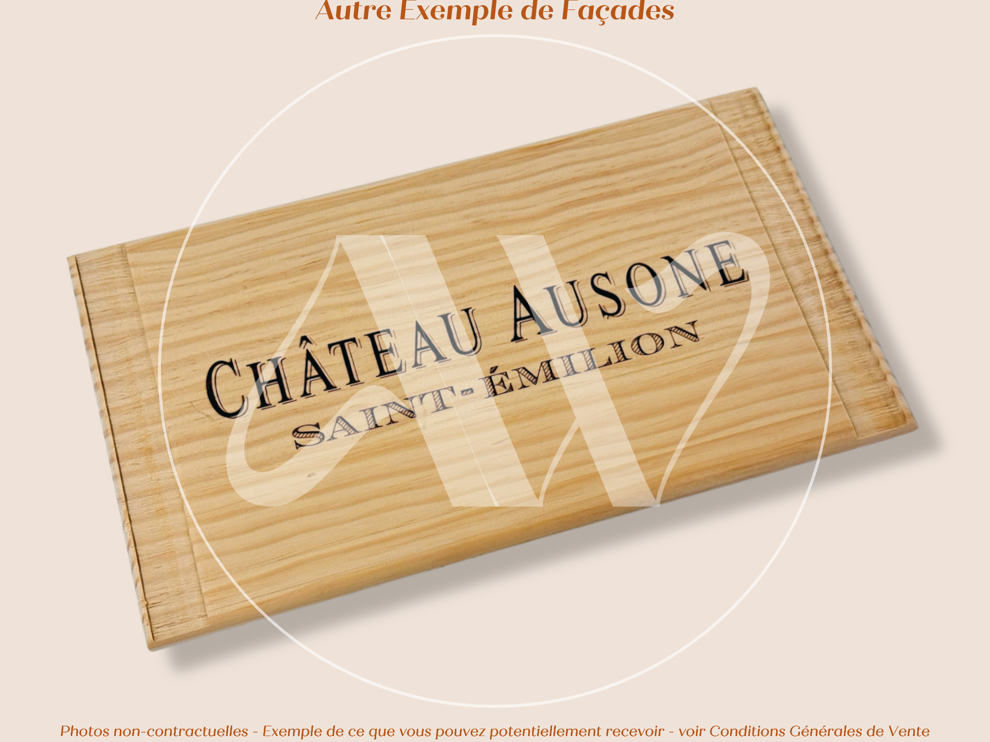 Estampe de caisse de vin – Château Ausone – Saint-Émilion – 30 × 17 cm