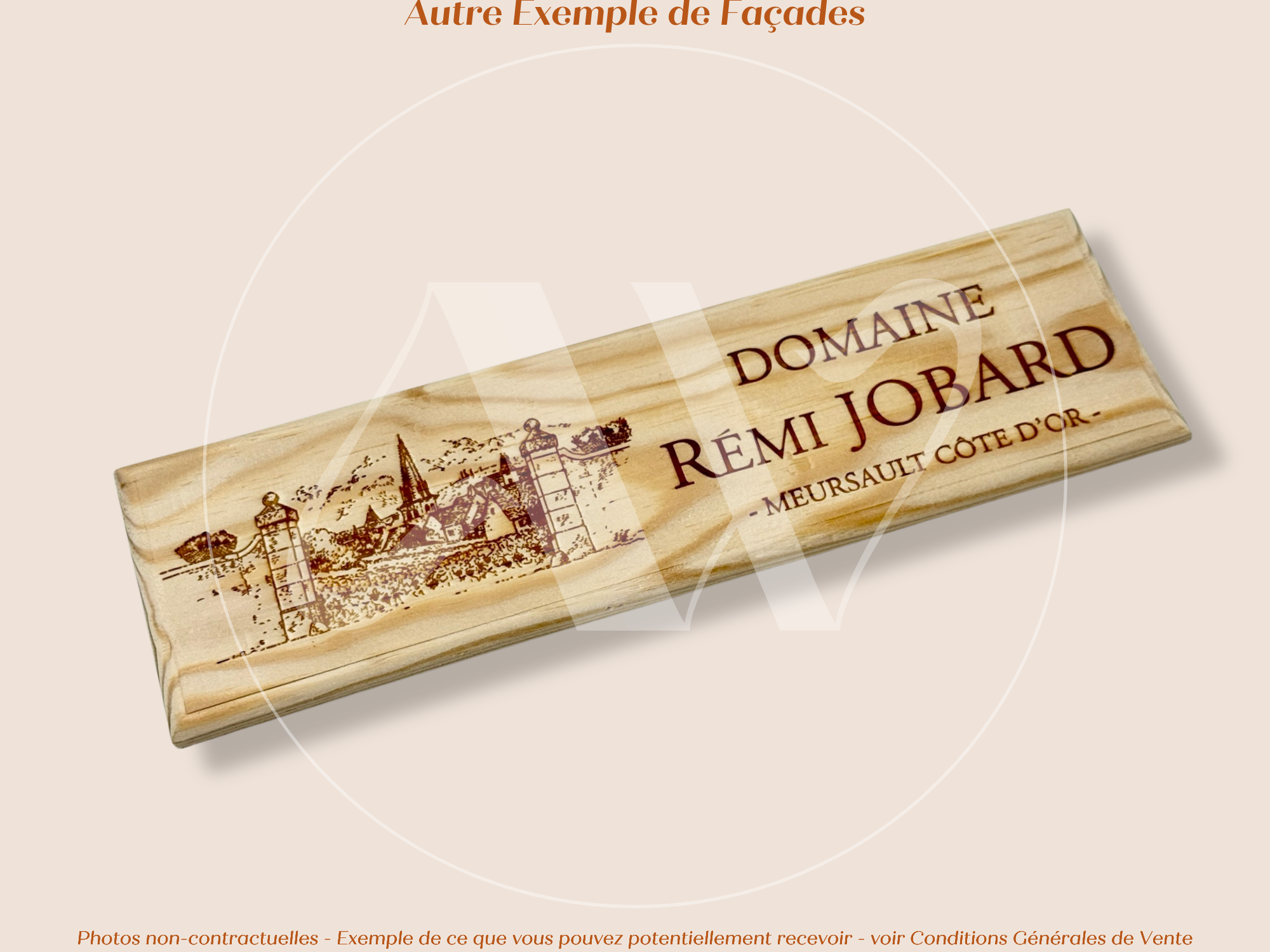 Façade Estampe bois – Domaine Rémi Jobard – Meursault (Bourgogne – Côte d'Or) – Format 30x9 cm – Quantité Limitée