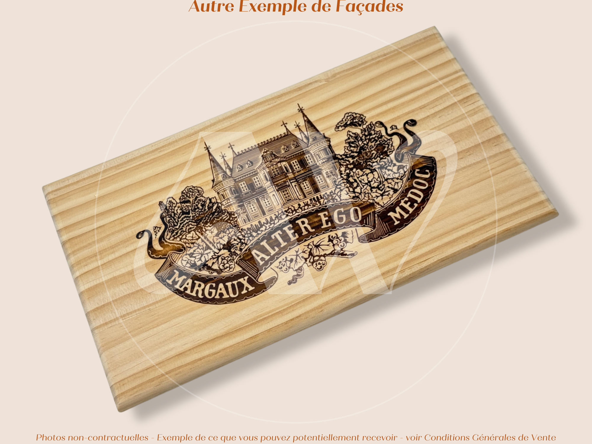Estampe / Façade d'une caisse de vin en bois du Chateau Palmer - Alter Ego - Margaux - Bordeaux | Format 6 bouteilles = 30x17 cm