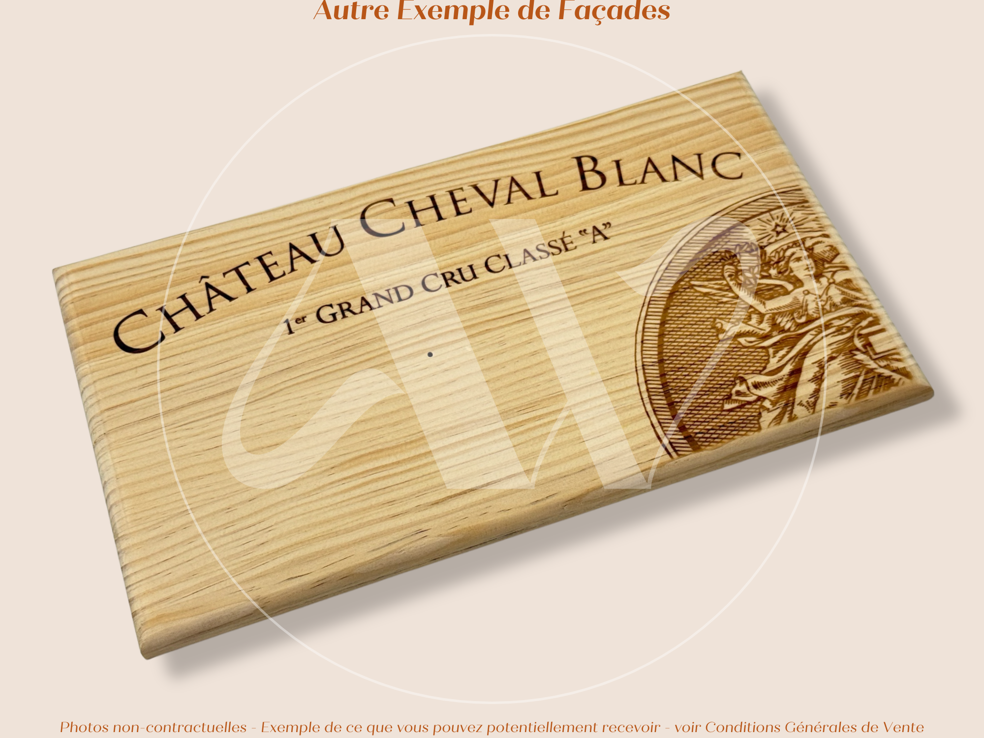 Façade Estampe bois – Château Cheval Blanc – Saint-Émilion (Bordeaux) – Format 30x17 cm – (RARE)