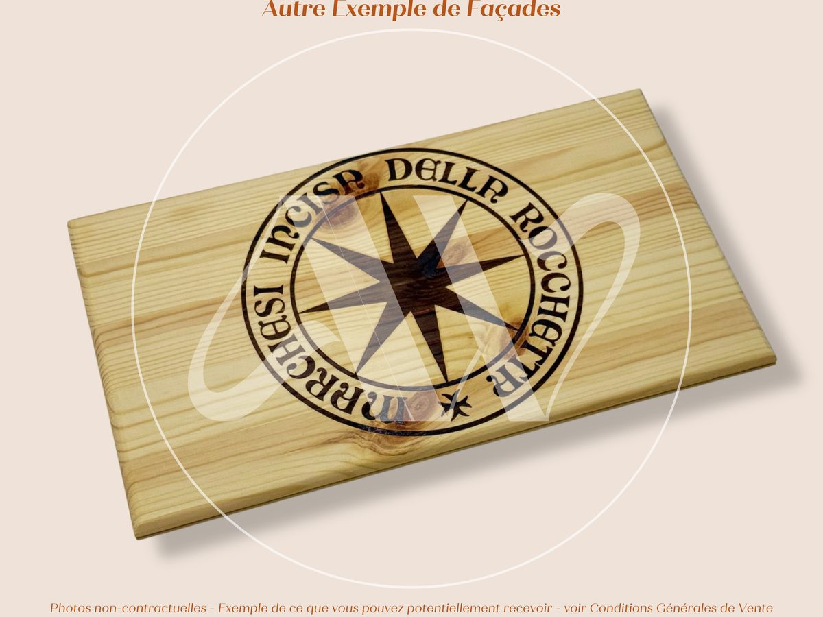Estampe / Façade d'une caisse de vin en bois du Domaine Sassicaia Tenuta San Guido - Bolgheri - Italie | Format 6 bouteilles = 30x17 cm