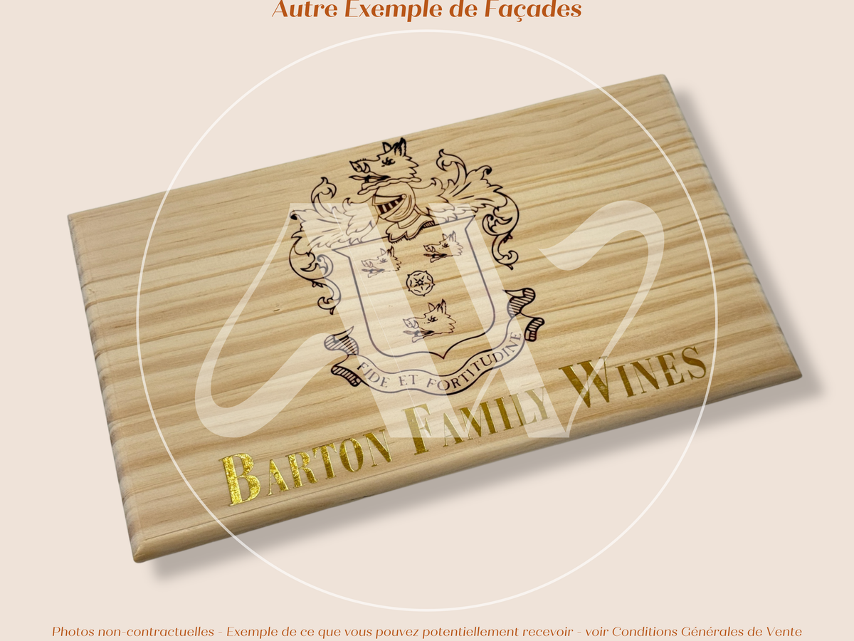 Façade Estampe bois – Barton Family Wines – Bordeaux – Format 30x17 cm – (inscription dorée)