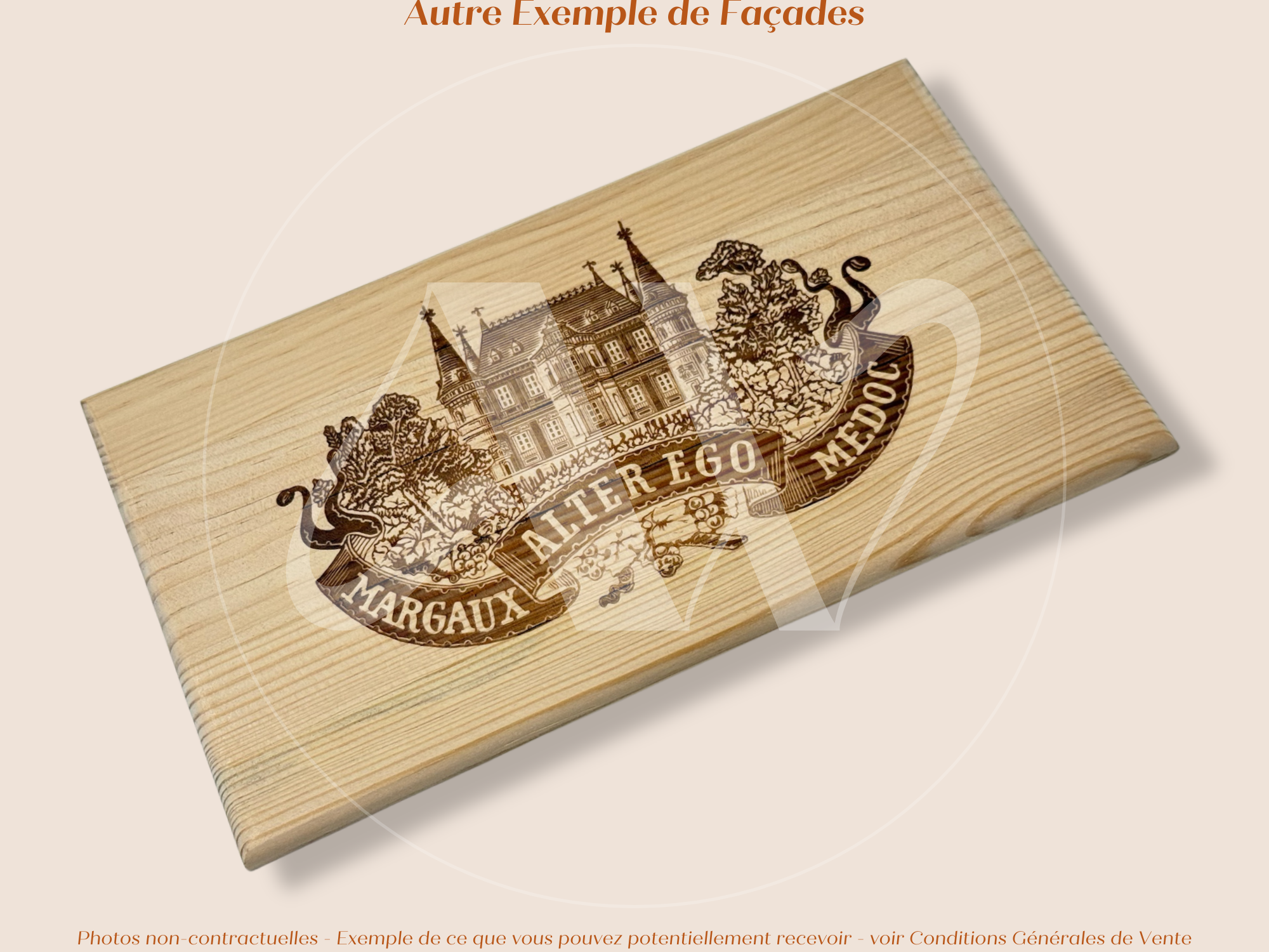 Estampe / Façade d'une caisse de vin en bois du Chateau Palmer - Alter Ego - Margaux - Bordeaux | Format 6 bouteilles = 30x17 cm