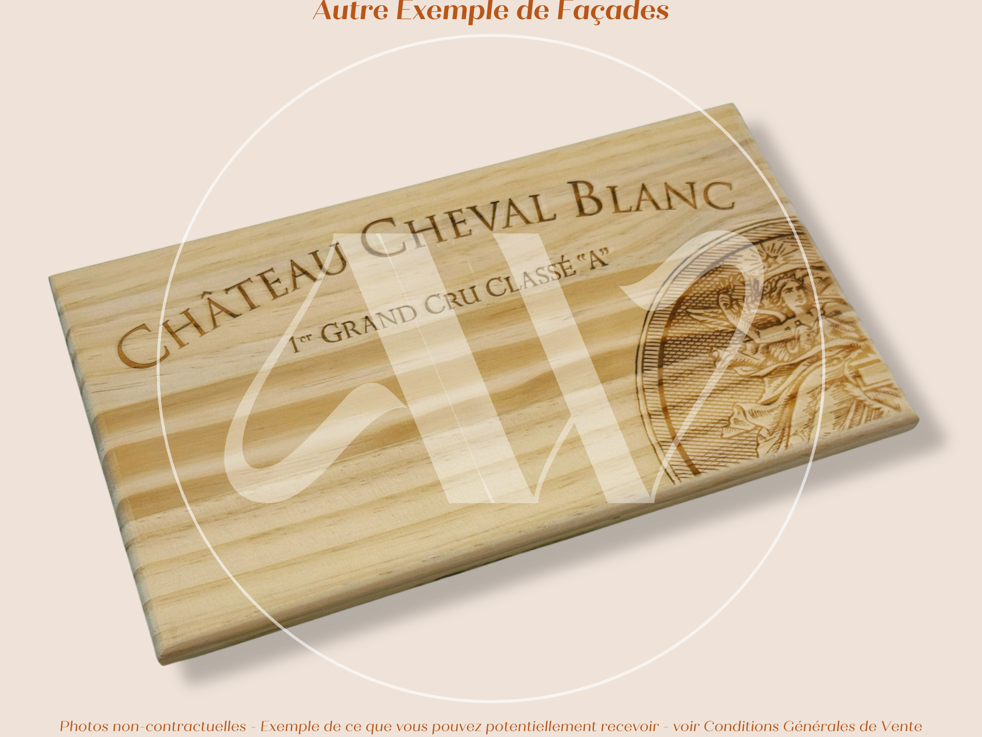Façade Estampe bois – Château Cheval Blanc – Saint-Émilion (Bordeaux) – Format 30x17 cm – (RARE)
