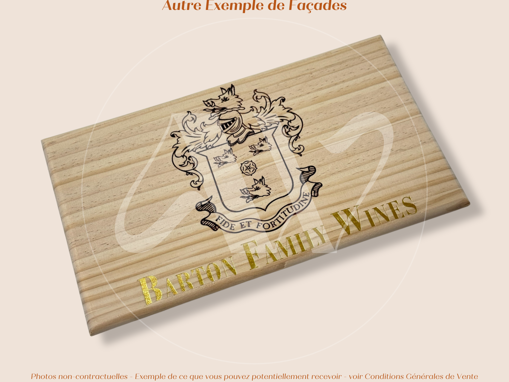 Façade Estampe bois – Barton Family Wines – Bordeaux – Format 30x17 cm – (inscription dorée)
