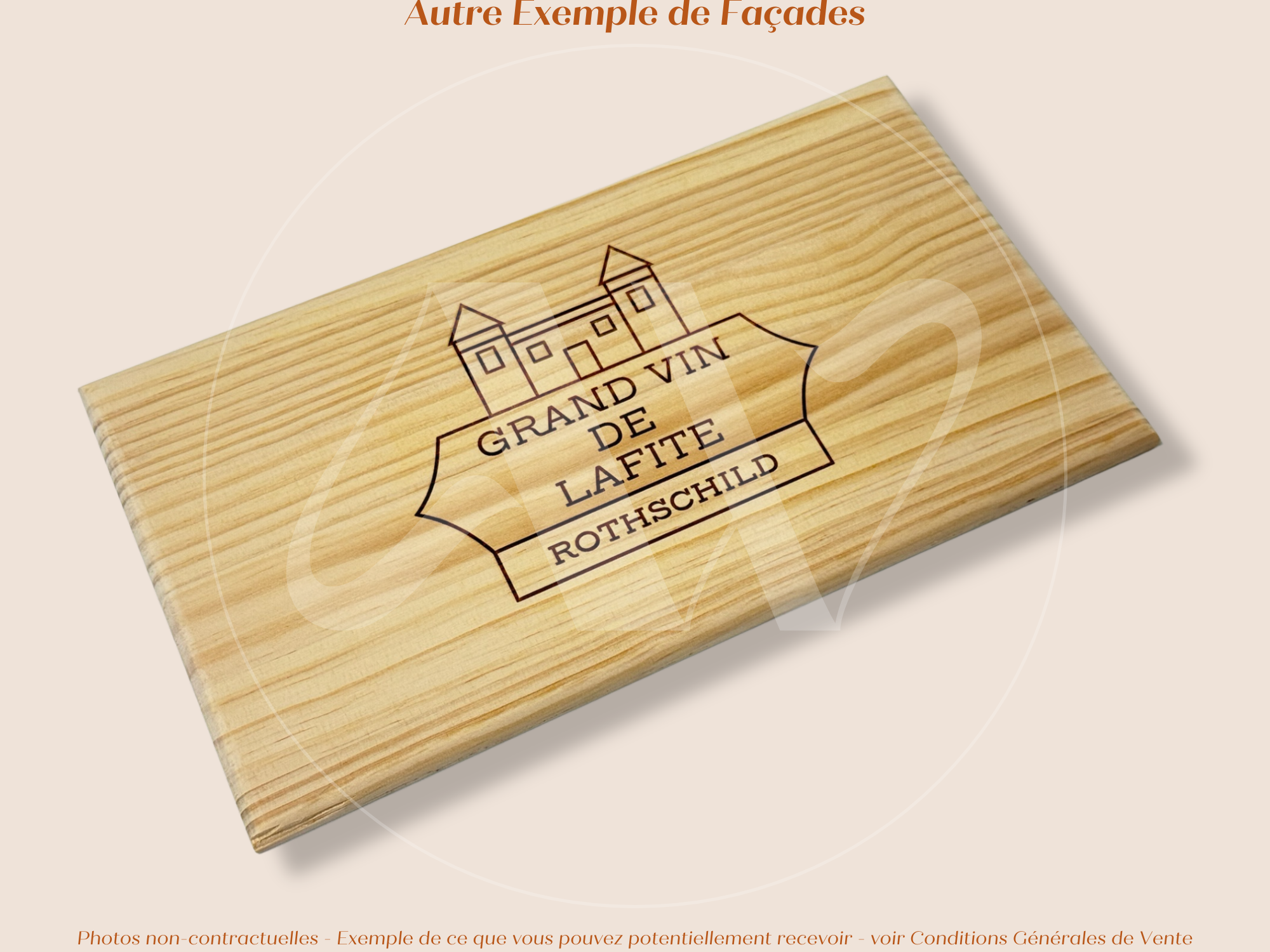 Estampe / Façade d'une caisse de vin en bois du Chateau Lafite Rothschild - Bordeaux | Format 6 bouteilles = 30x17