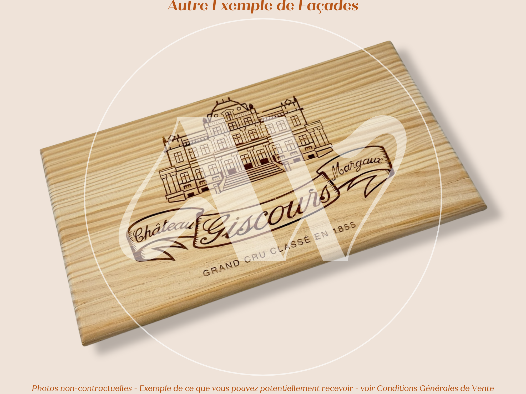 Façade Estampe bois – Château Giscours – Margaux (Bordeaux) – Format 30x17 cm – (pièce emblématique)