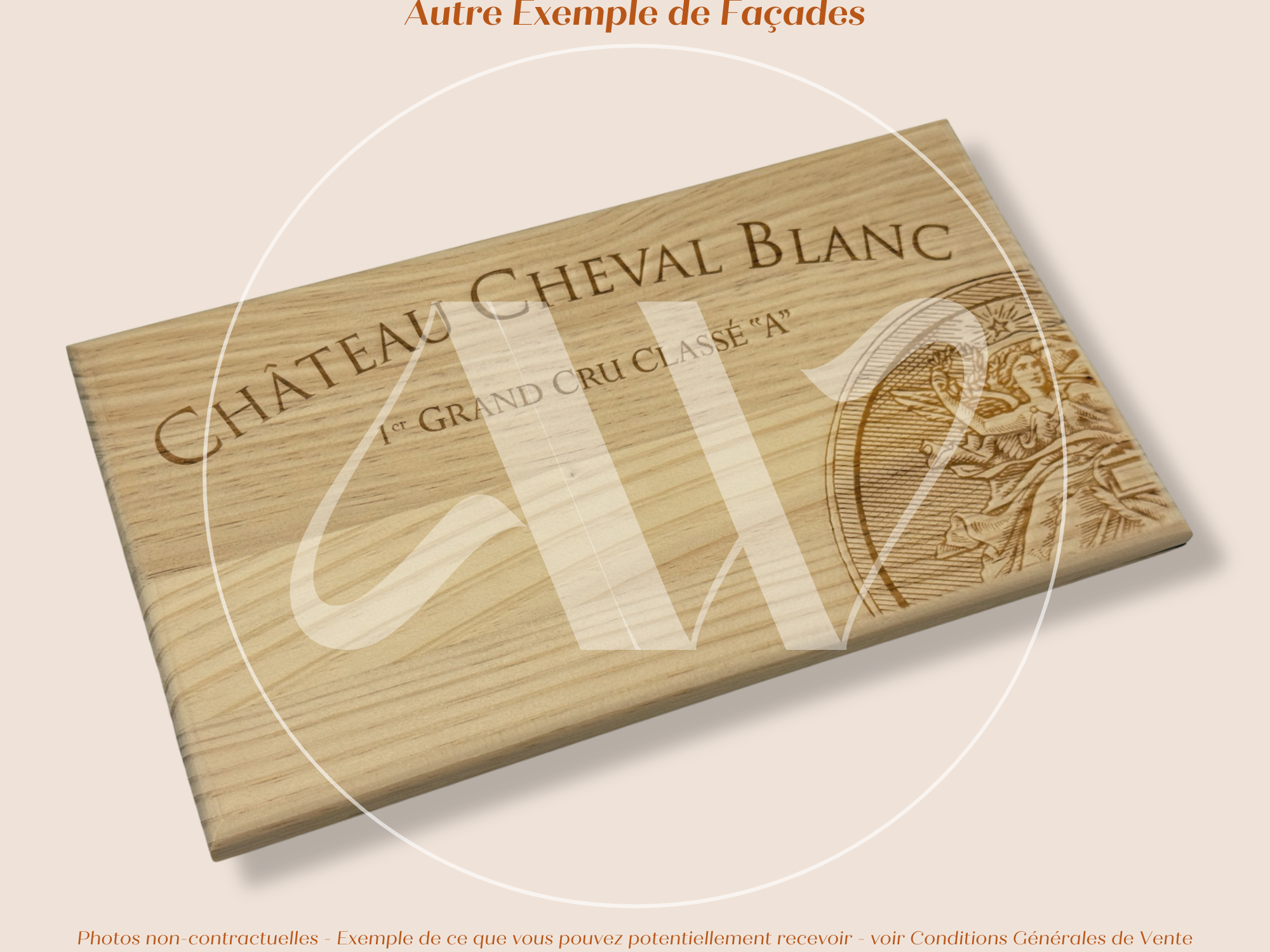 Façade Estampe bois – Château Cheval Blanc – Saint-Émilion (Bordeaux) – Format 30x17 cm – (RARE)
