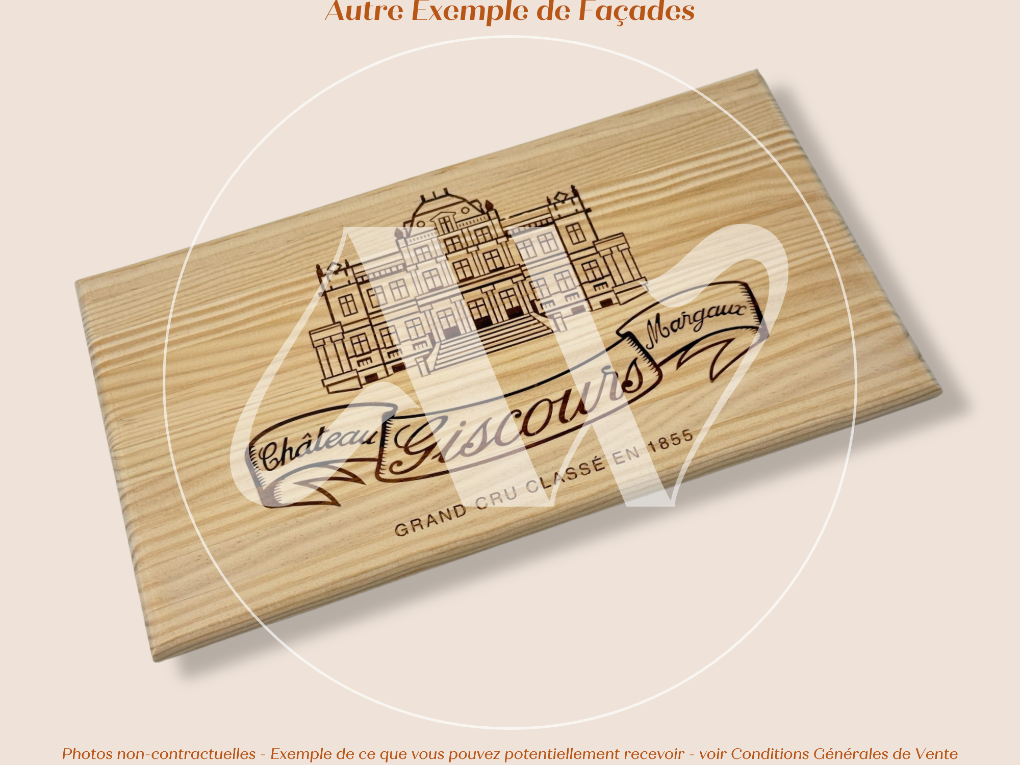 Façade Estampe bois – Château Giscours – Margaux (Bordeaux) – Format 30x17 cm – (pièce emblématique)
