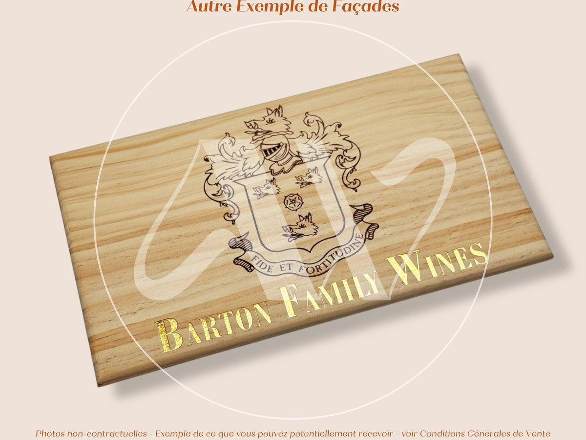 Façade Estampe bois – Barton Family Wines – Bordeaux – Format 30x17 cm – (inscription dorée)