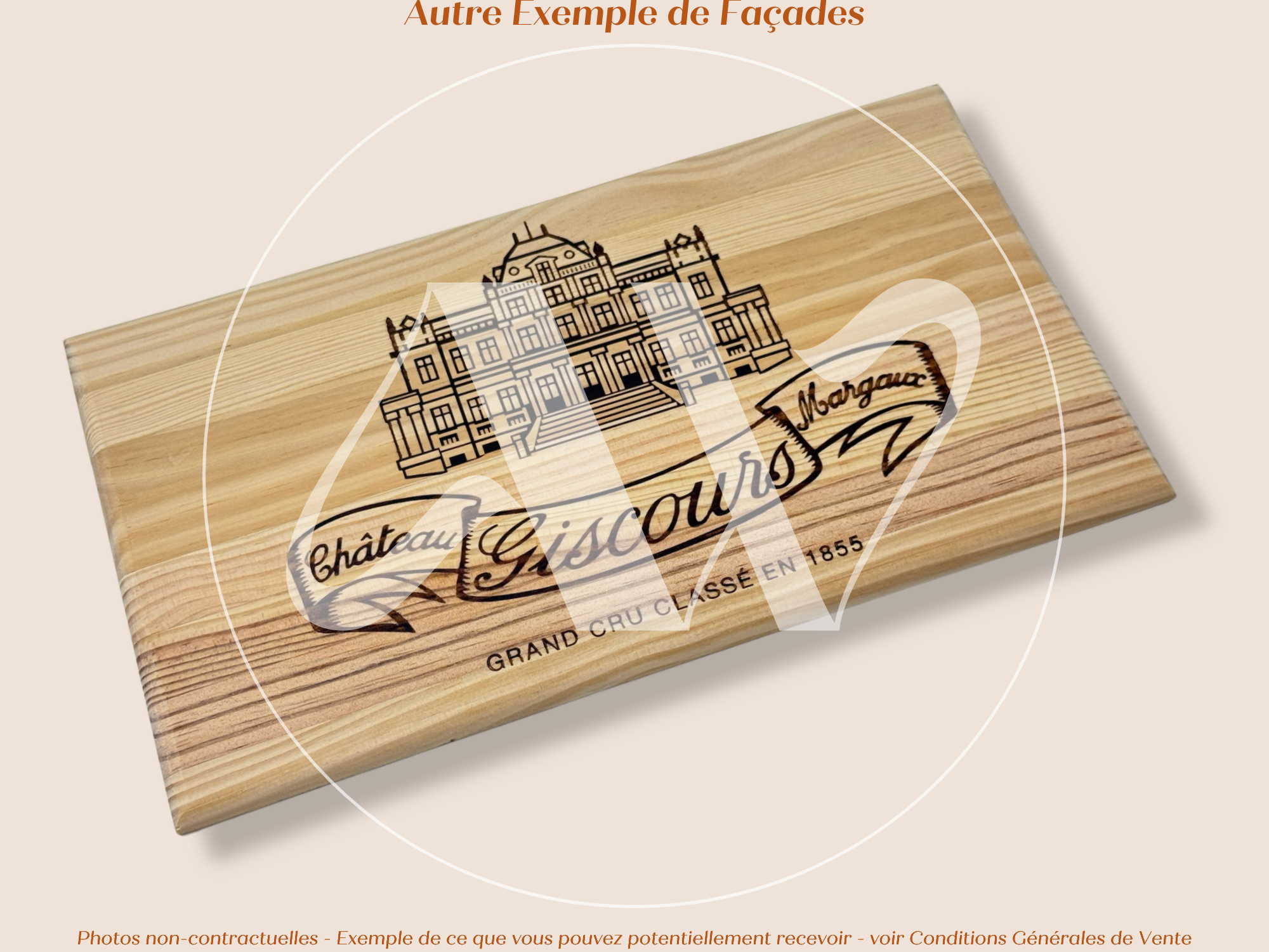 Façade Estampe bois – Château Giscours – Margaux (Bordeaux) – Format 30x17 cm – (pièce emblématique)