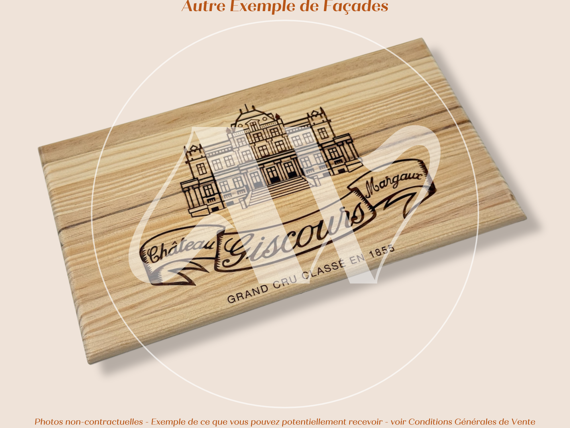 Façade Estampe bois – Château Giscours – Margaux (Bordeaux) – Format 30x17 cm – (pièce emblématique)