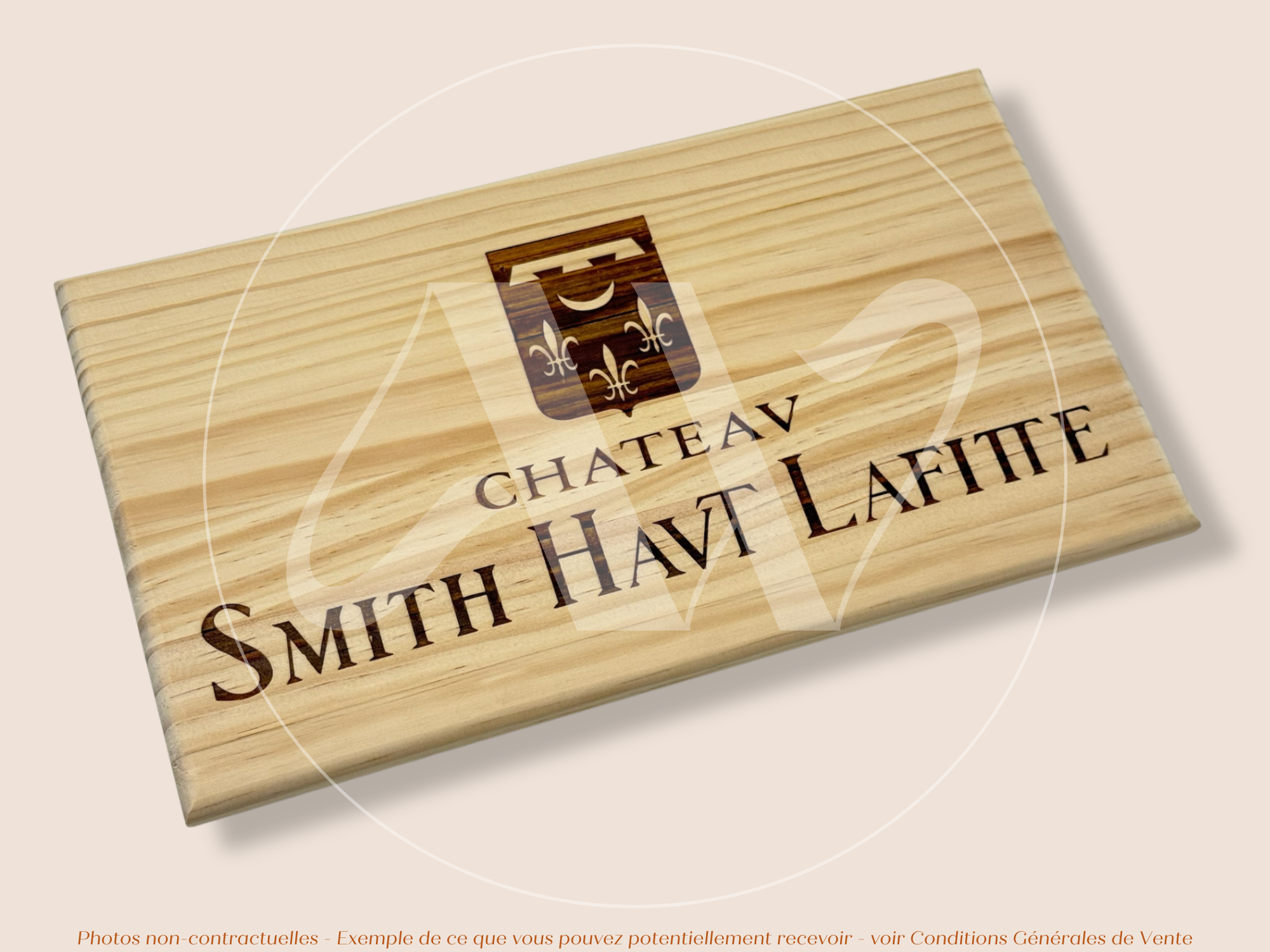 Estampe / Façade d'une caisse de vin en bois du Chateau Smith Haut Lafitte - Bordeaux | Format 6 ou 12 bouteilles = 30x17