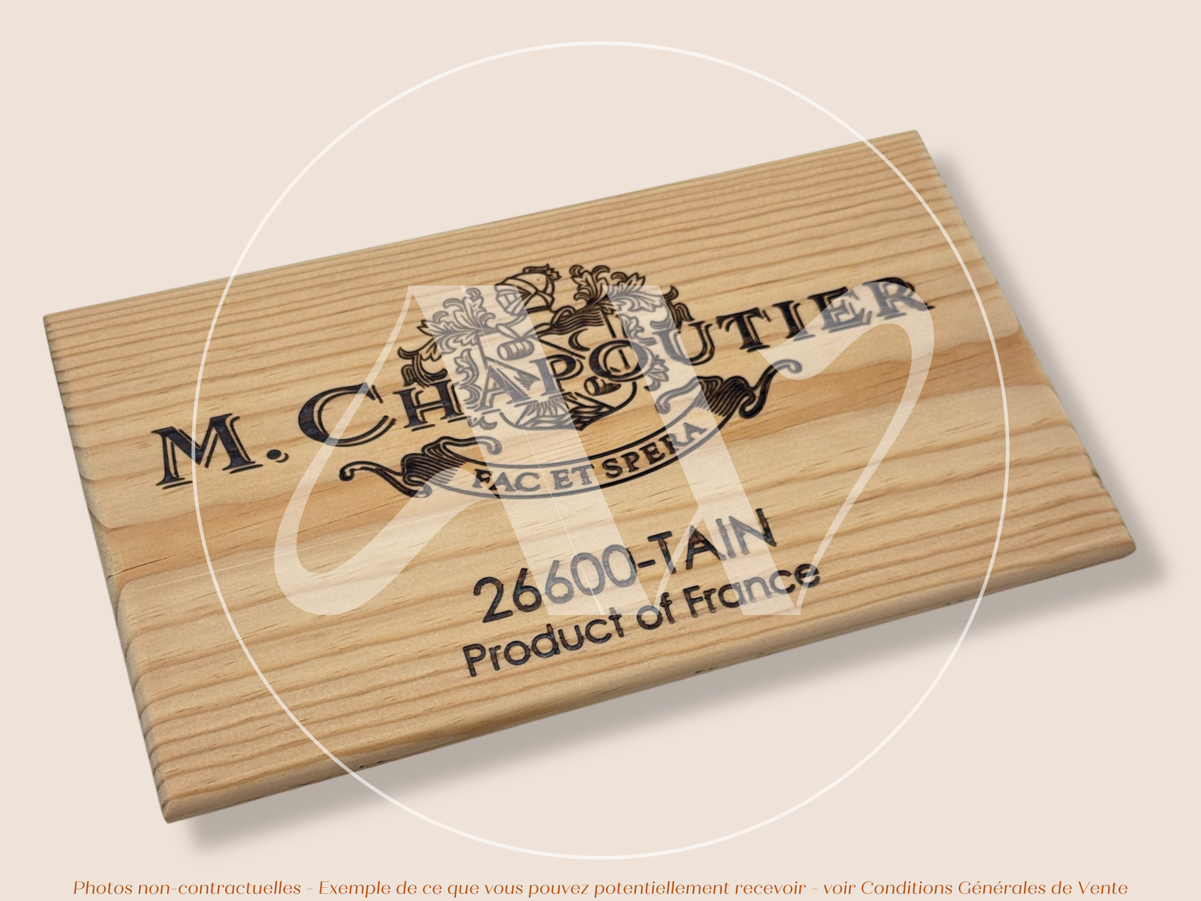 Estampe de caisse de vin – M. Chapoutier – Tain-l’Hermitage, Vallée du Rhône – 30 × 17 cm