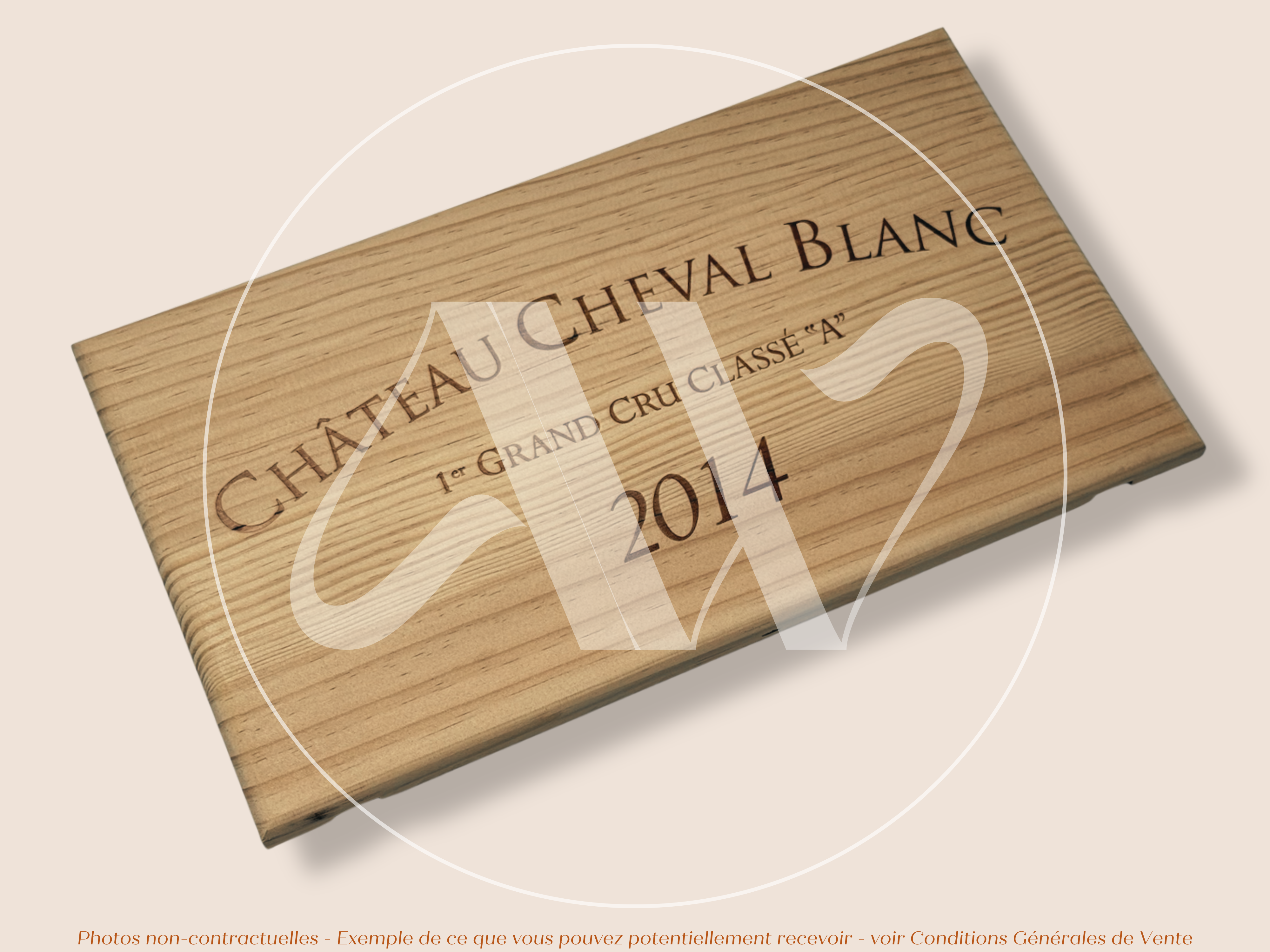 Estampe de caisse de vin Château Cheval Blanc 2014 – Saint-Émilion Grand Cru – 30 × 17 cm