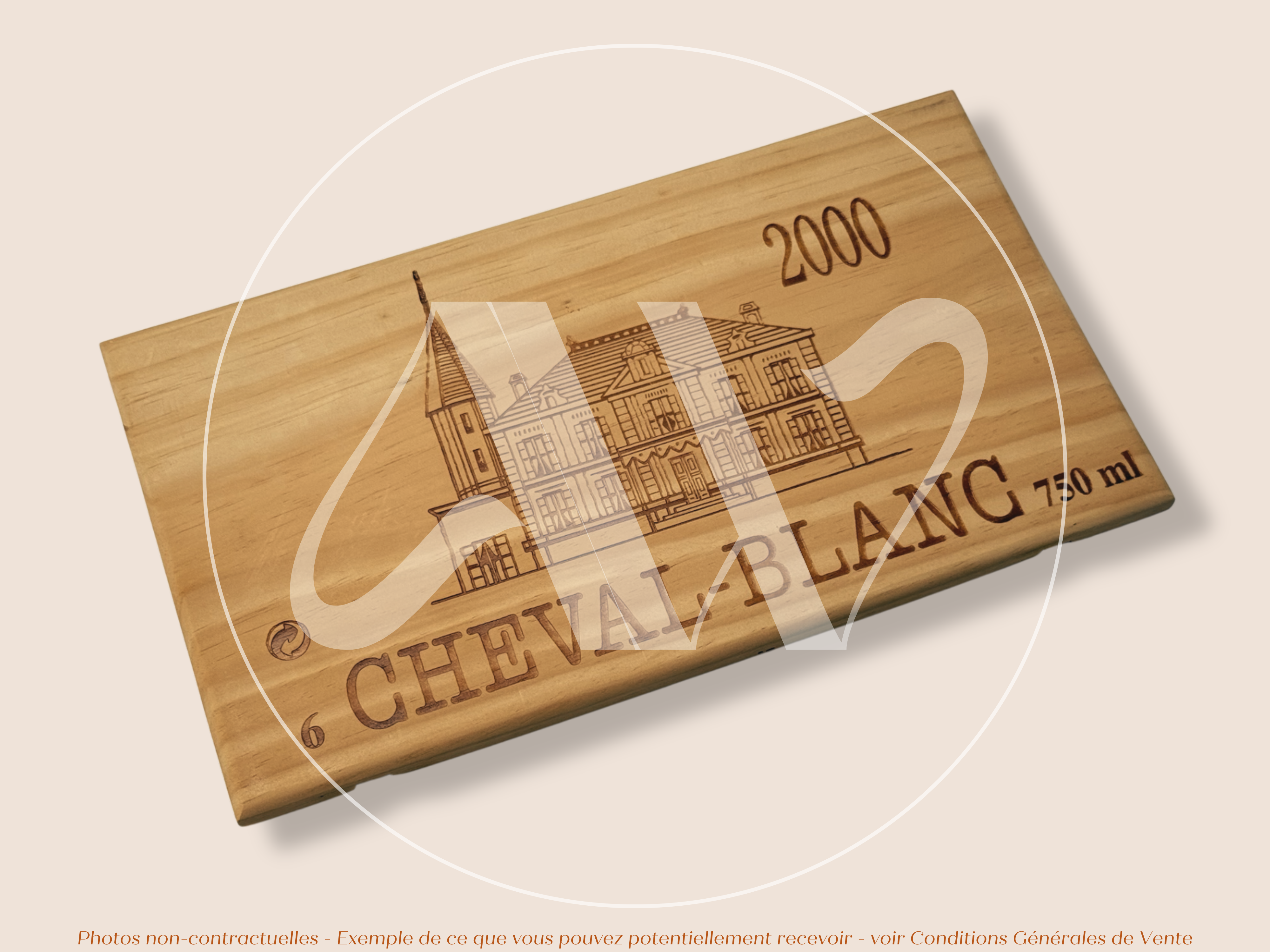 Estampe de caisse de vin Château Cheval Blanc 2000 – Saint-Émilion – Bordeaux - 30 × 17 cm