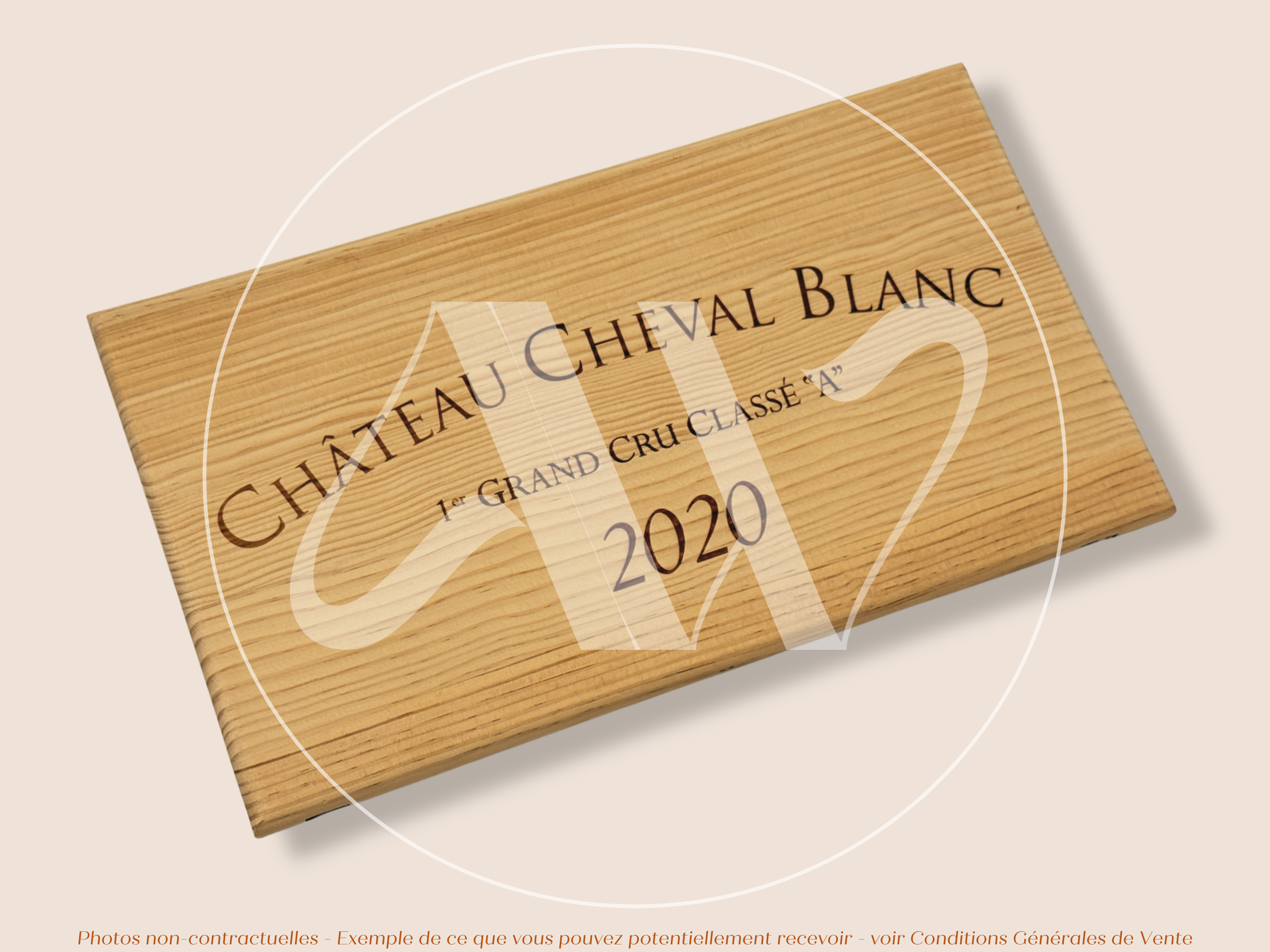 Estampe de caisse de vin Château Cheval Blanc 2020 – Saint-Émilion Grand Cru – 30 × 17 cm