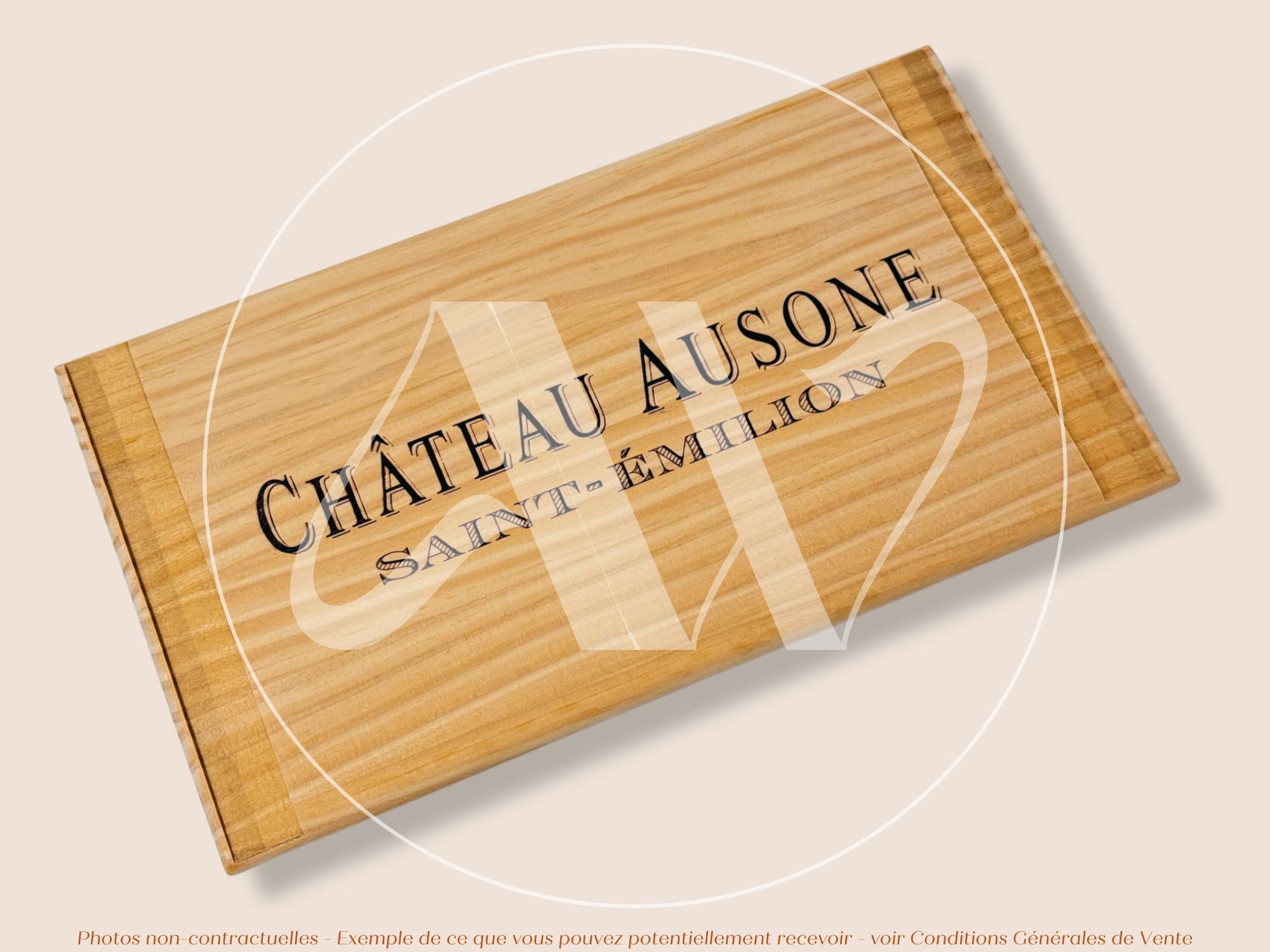 Estampe de caisse de vin – Château Ausone – Saint-Émilion – 30 × 17 cm