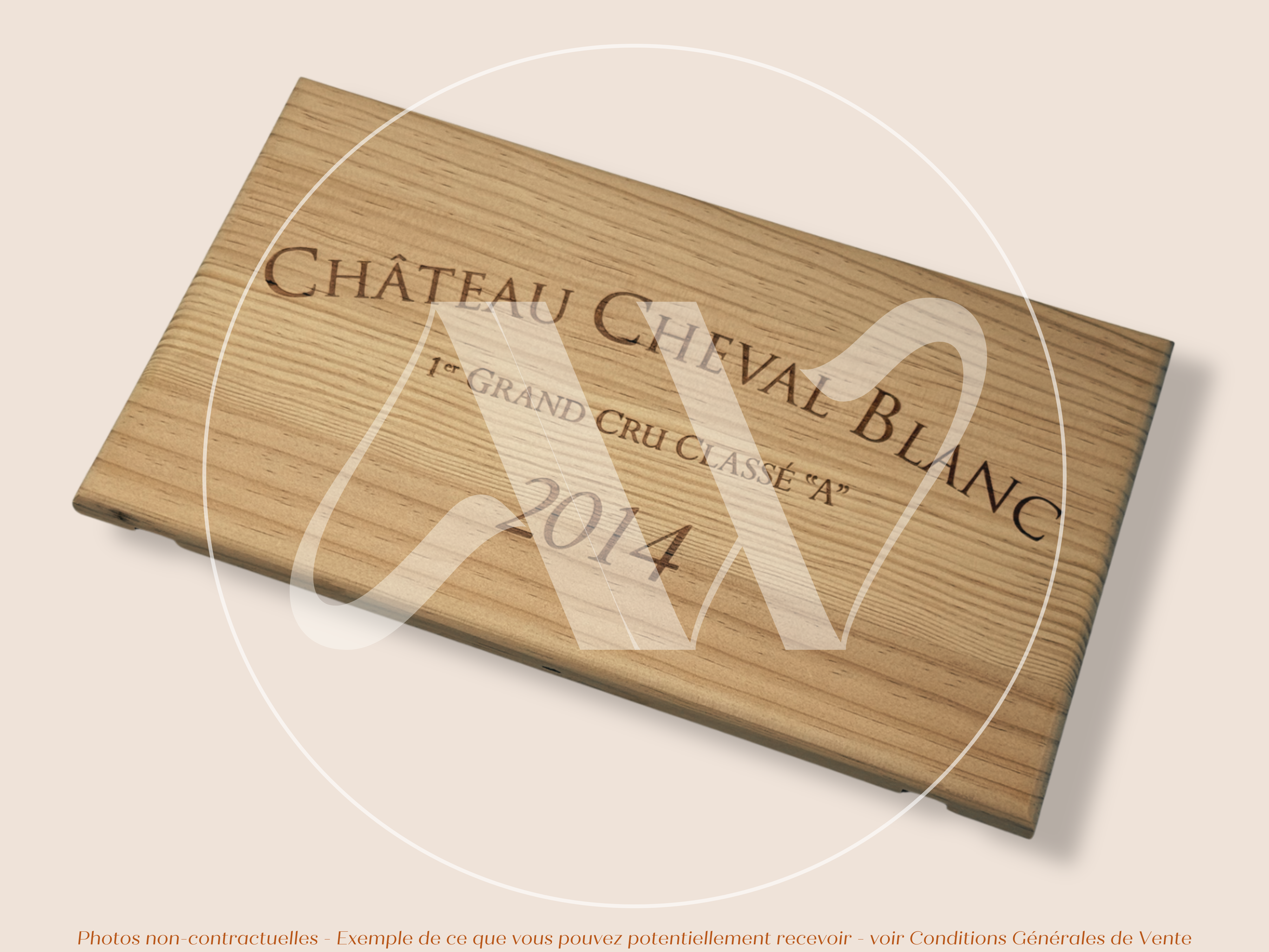 Estampe de caisse de vin Château Cheval Blanc 2014 – Saint-Émilion Grand Cru – 30 × 17 cm