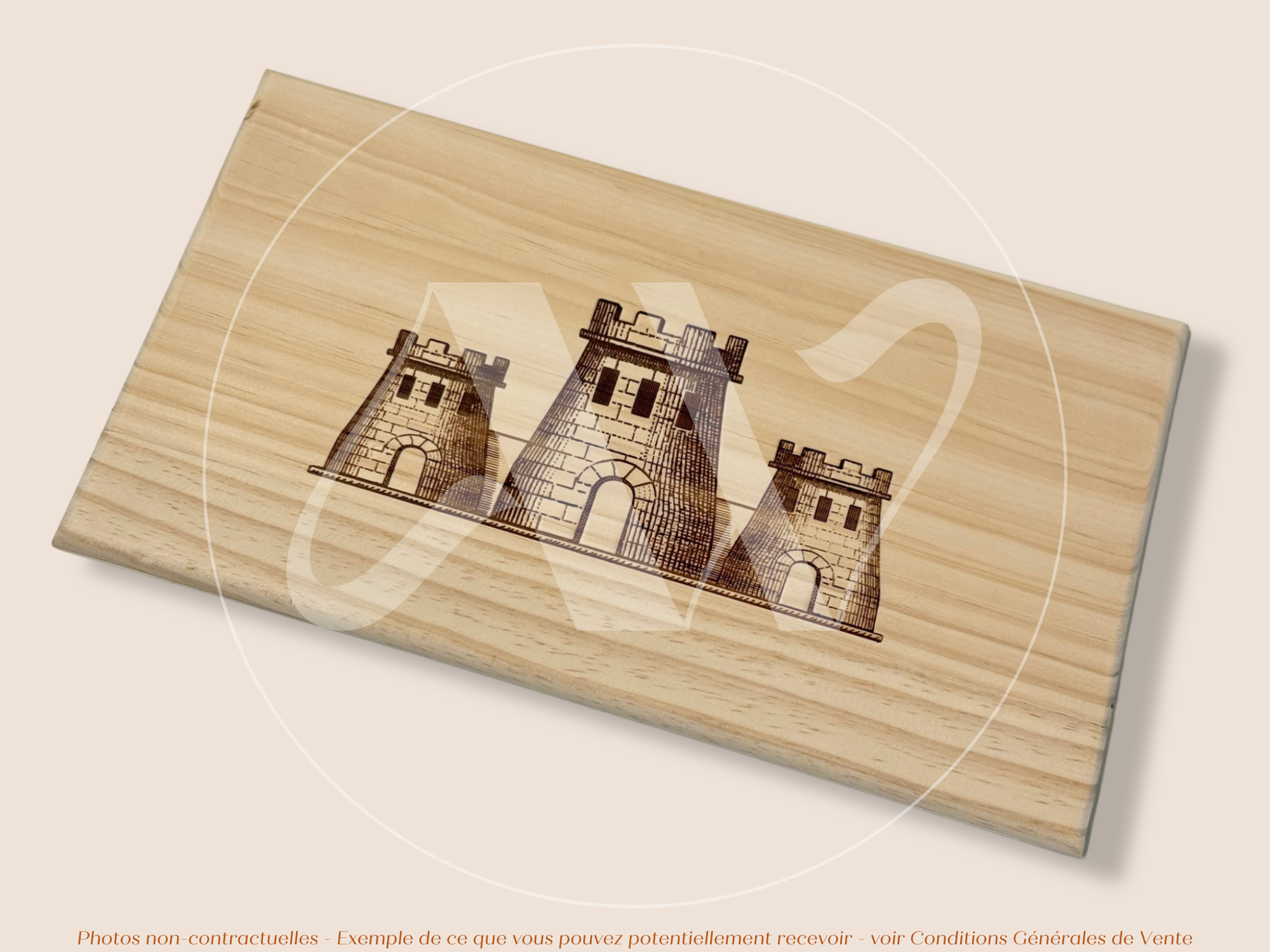Couvercle Estampe bois – Les Forts de Latour – Pauillac (Bordeaux) – Format 30x17 cm – (Très Demandée)