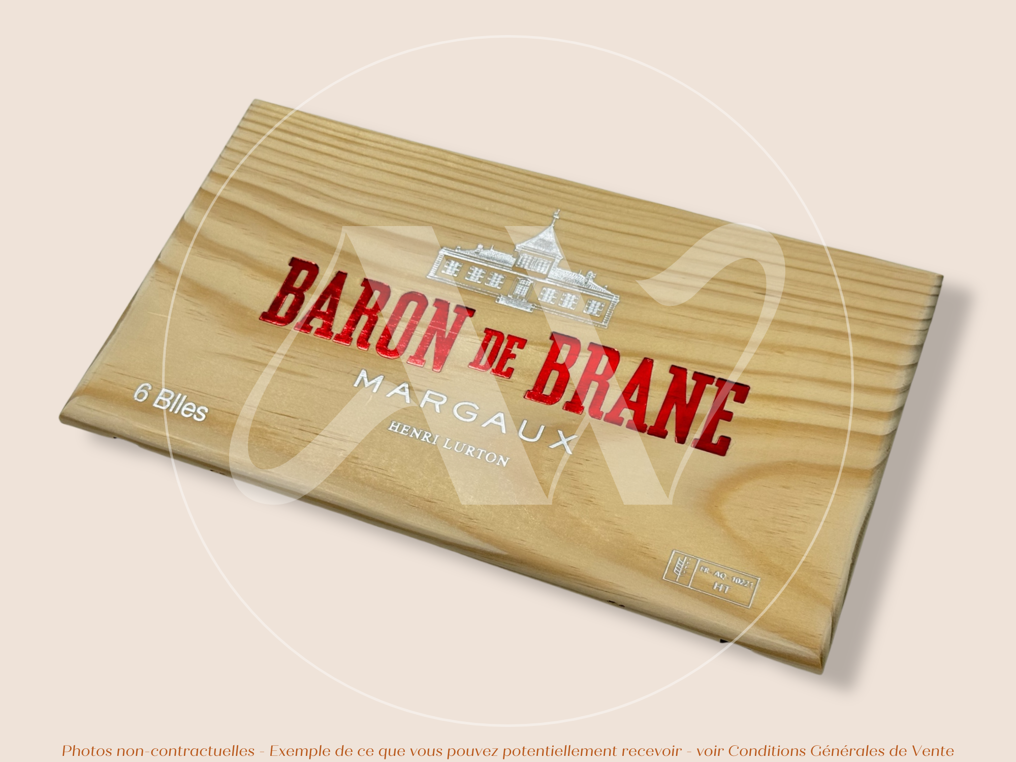 Façade Estampe bois – Baron de Brane – Margaux (Bordeaux) – Format 30x17 cm – (rare en couleur)