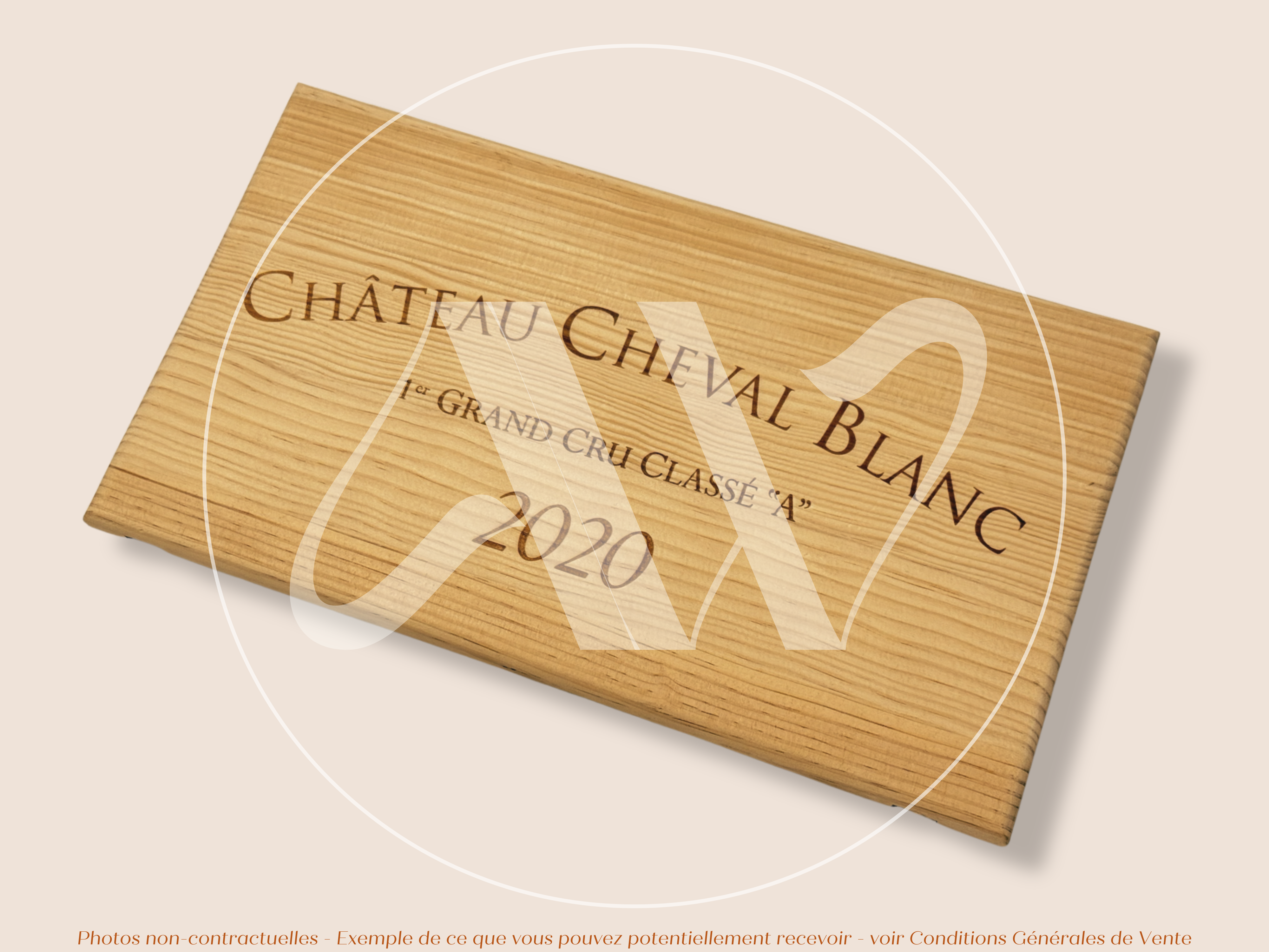 Estampe de caisse de vin Château Cheval Blanc 2020 – Saint-Émilion Grand Cru – 30 × 17 cm