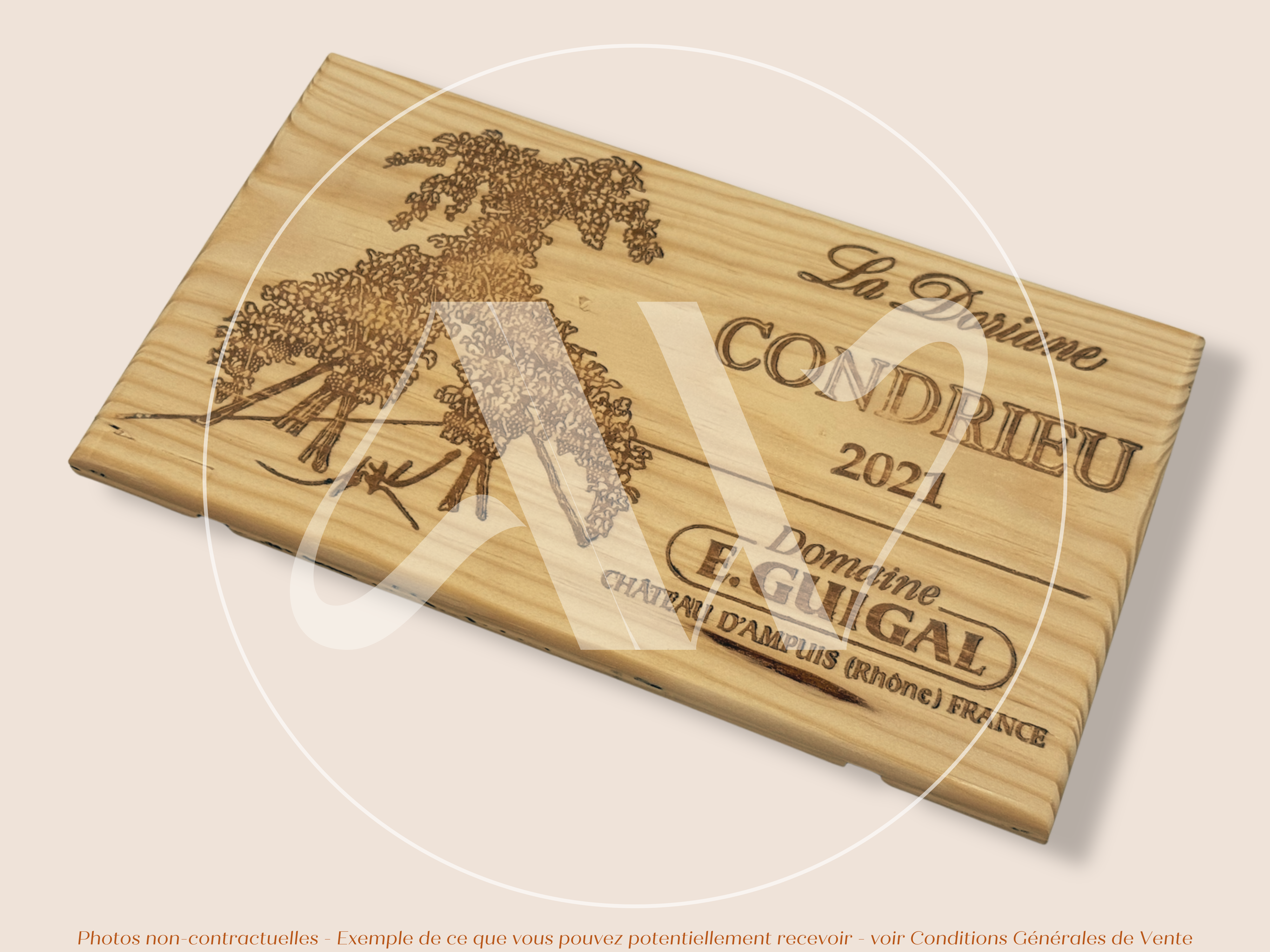 Estampe de caisse de vin – La Doriane 2021 – Condrieu, Domaine E. Guigal – 30 × 17 cm
