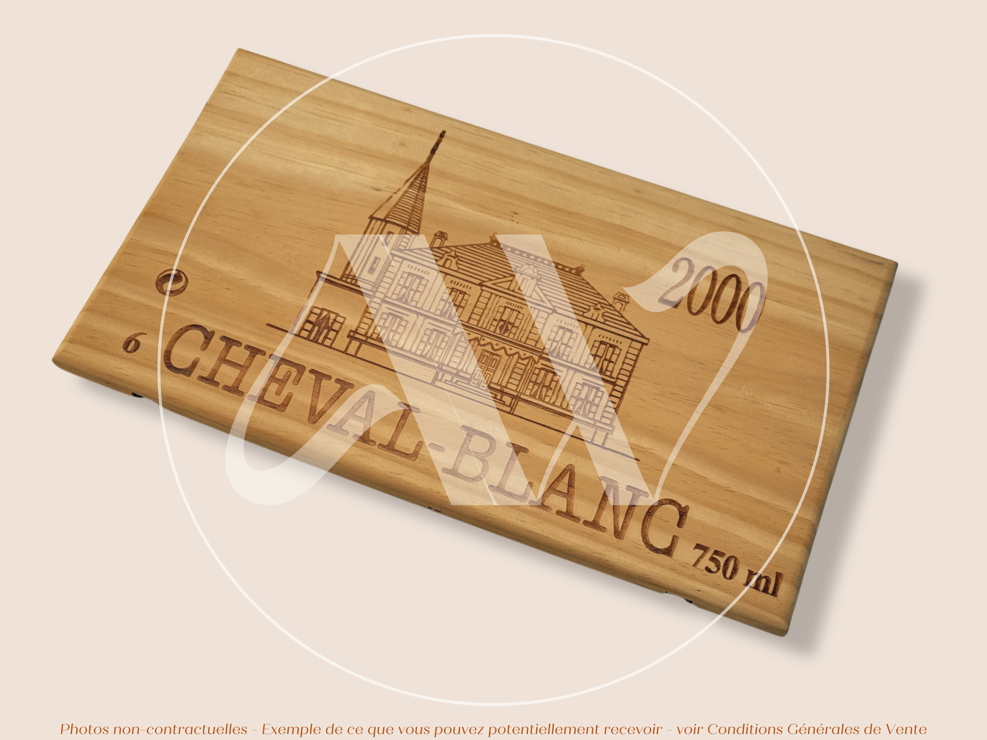 Estampe de caisse de vin Château Cheval Blanc 2000 – Saint-Émilion – Bordeaux - 30 × 17 cm