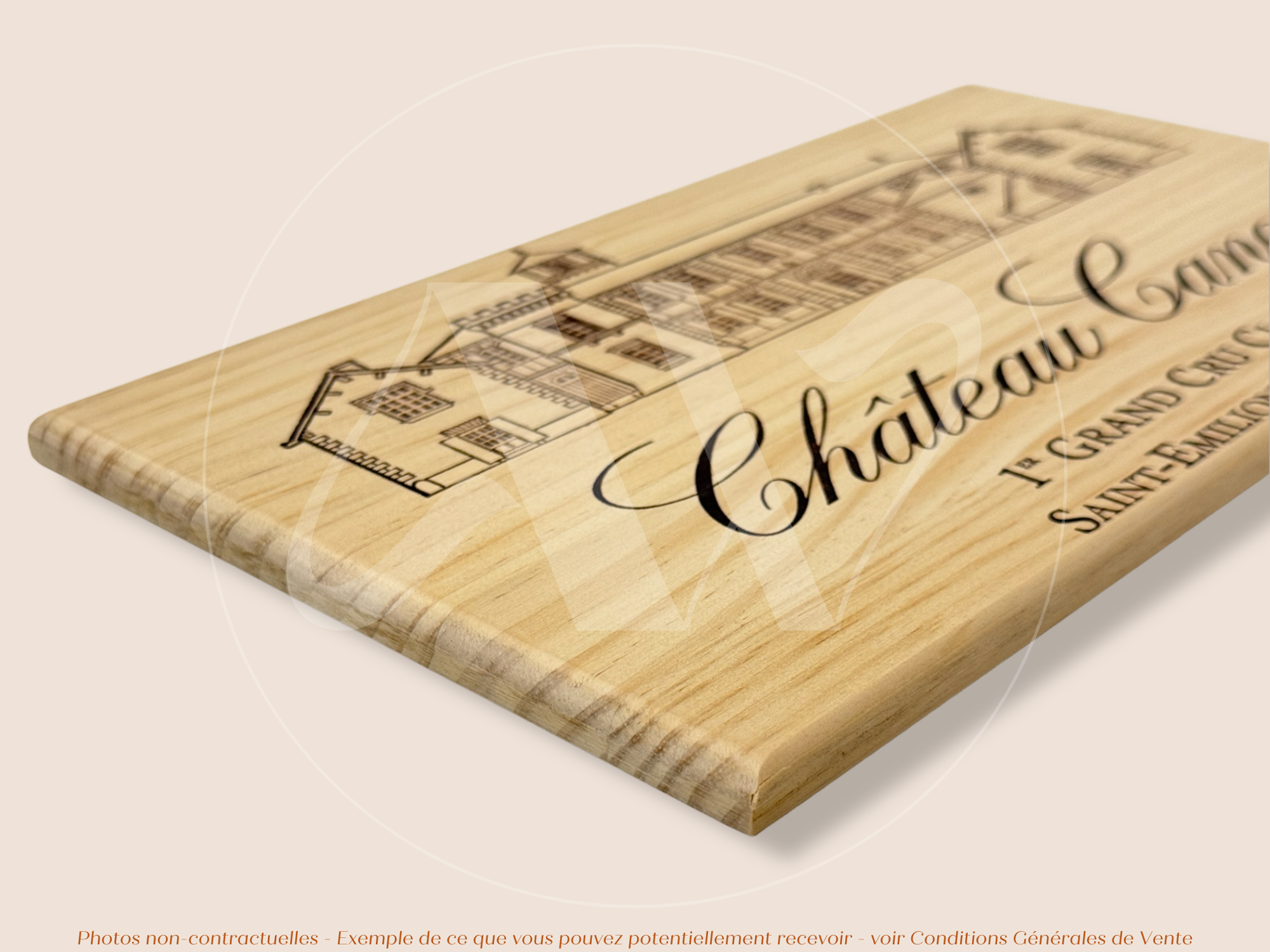 Estampe / Façade d'une caisse de vin en bois du Chateau Canon - Bordeaux | Format 6 ou 12 bouteilles = 30x17 cm