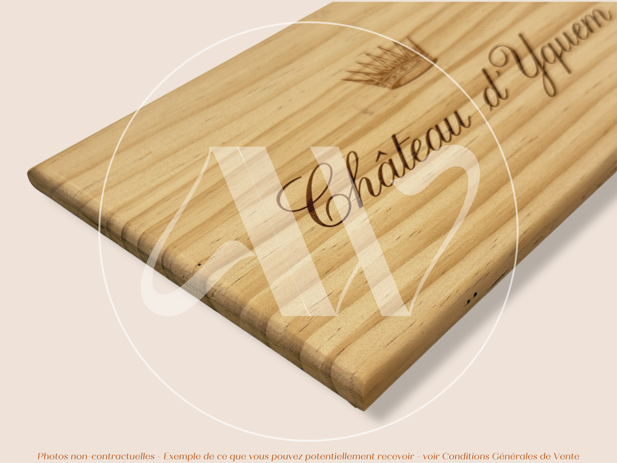 Estampe de caisse de vin – Château d’Yquem – Sauternes – 30 × 17 cm - couvercle sans millésime