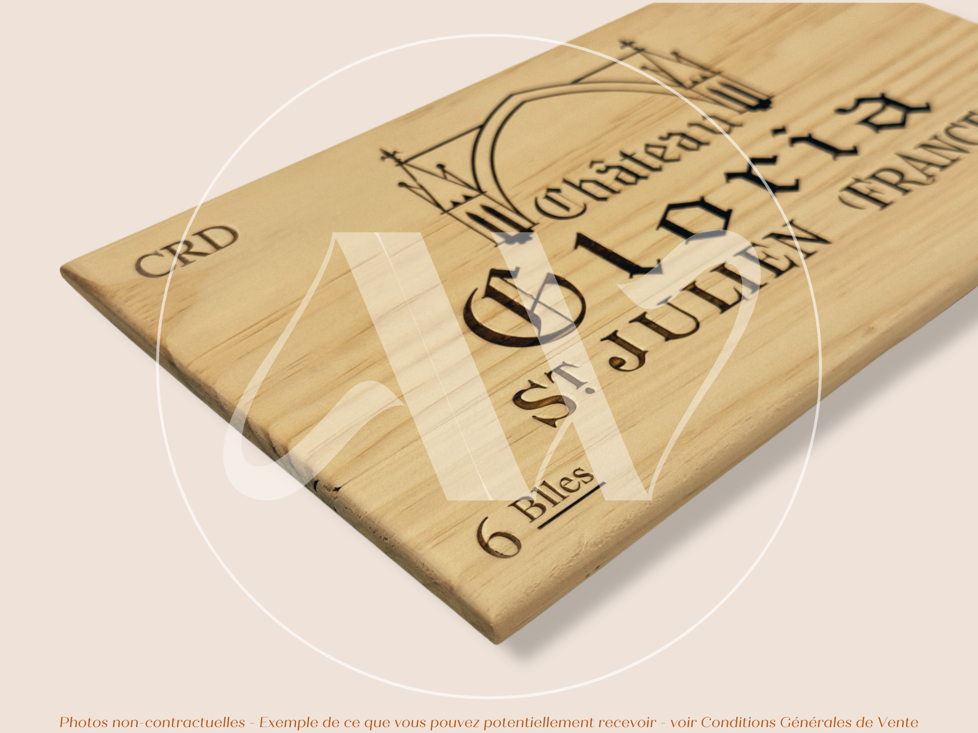 Estampe de caisse de vin – Château Gloria 2019 – Saint-Julien, Bordeaux – 30 × 17 cm – Pièce unique