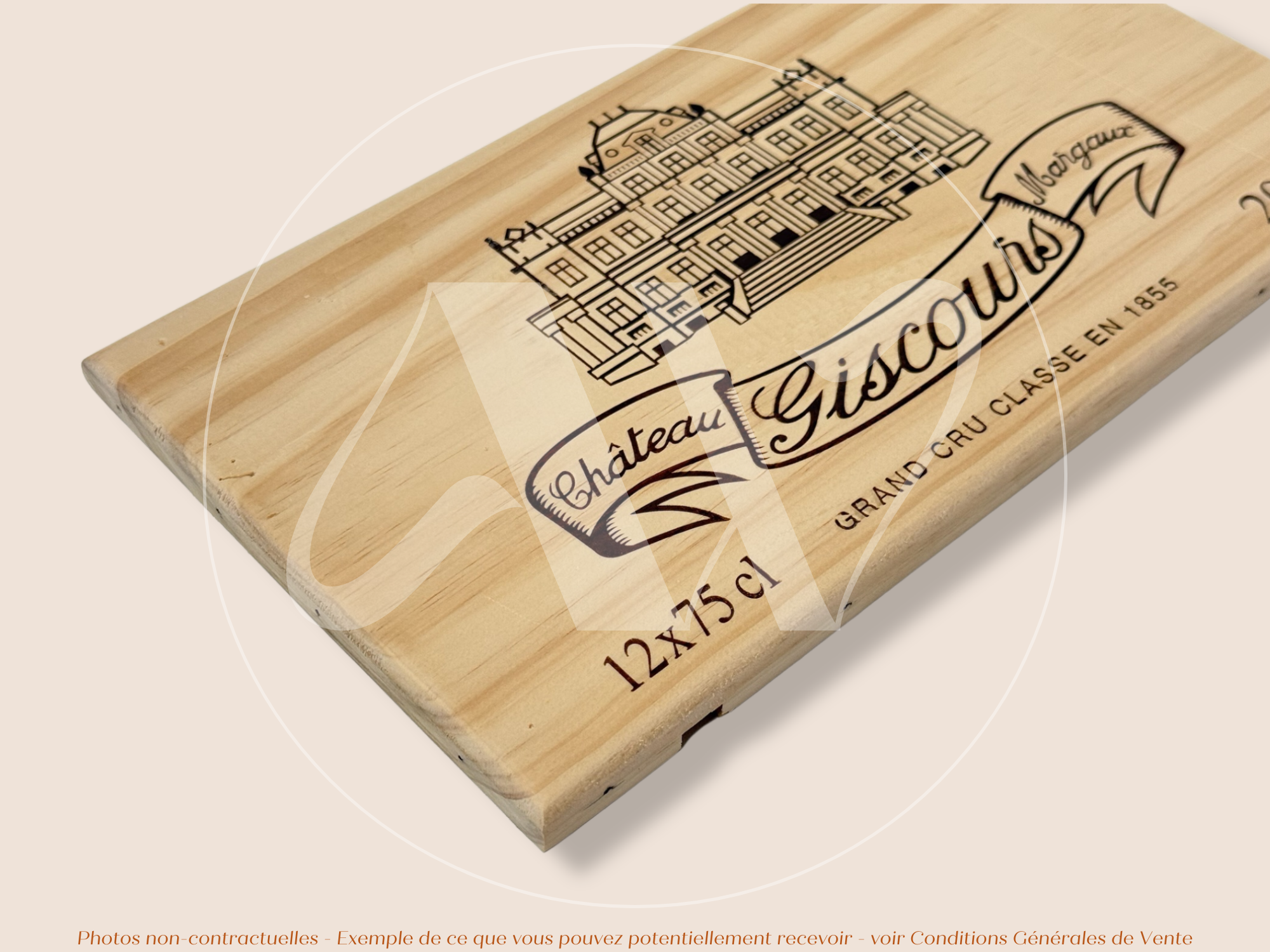 Façade Estampe bois – Château Giscours – Margaux (Bordeaux) – Format 30x17 cm – (Millésime 2015 – Grand Cru Classé)