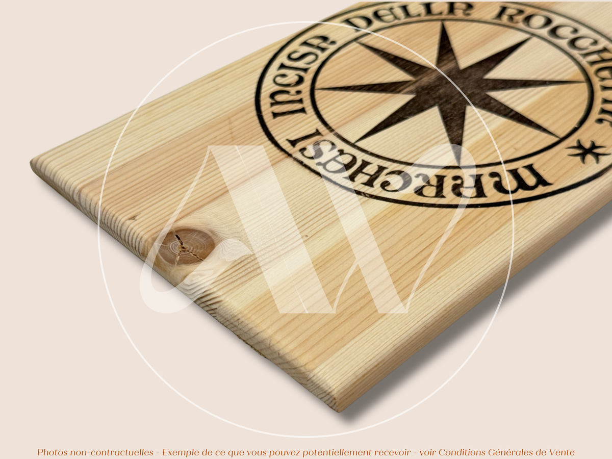 Estampe / Façade d'une caisse de vin en bois du Domaine Sassicaia Tenuta San Guido - Bolgheri - Italie | Format 6 bouteilles = 30x17 cm