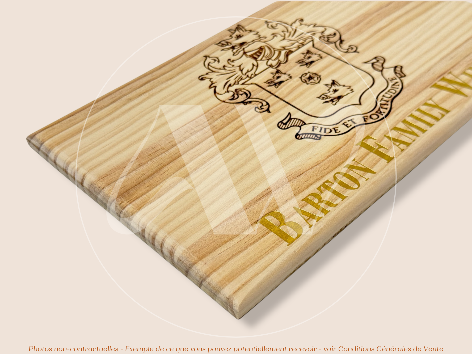 Façade Estampe bois – Barton Family Wines – Bordeaux – Format 30x17 cm – (inscription dorée)