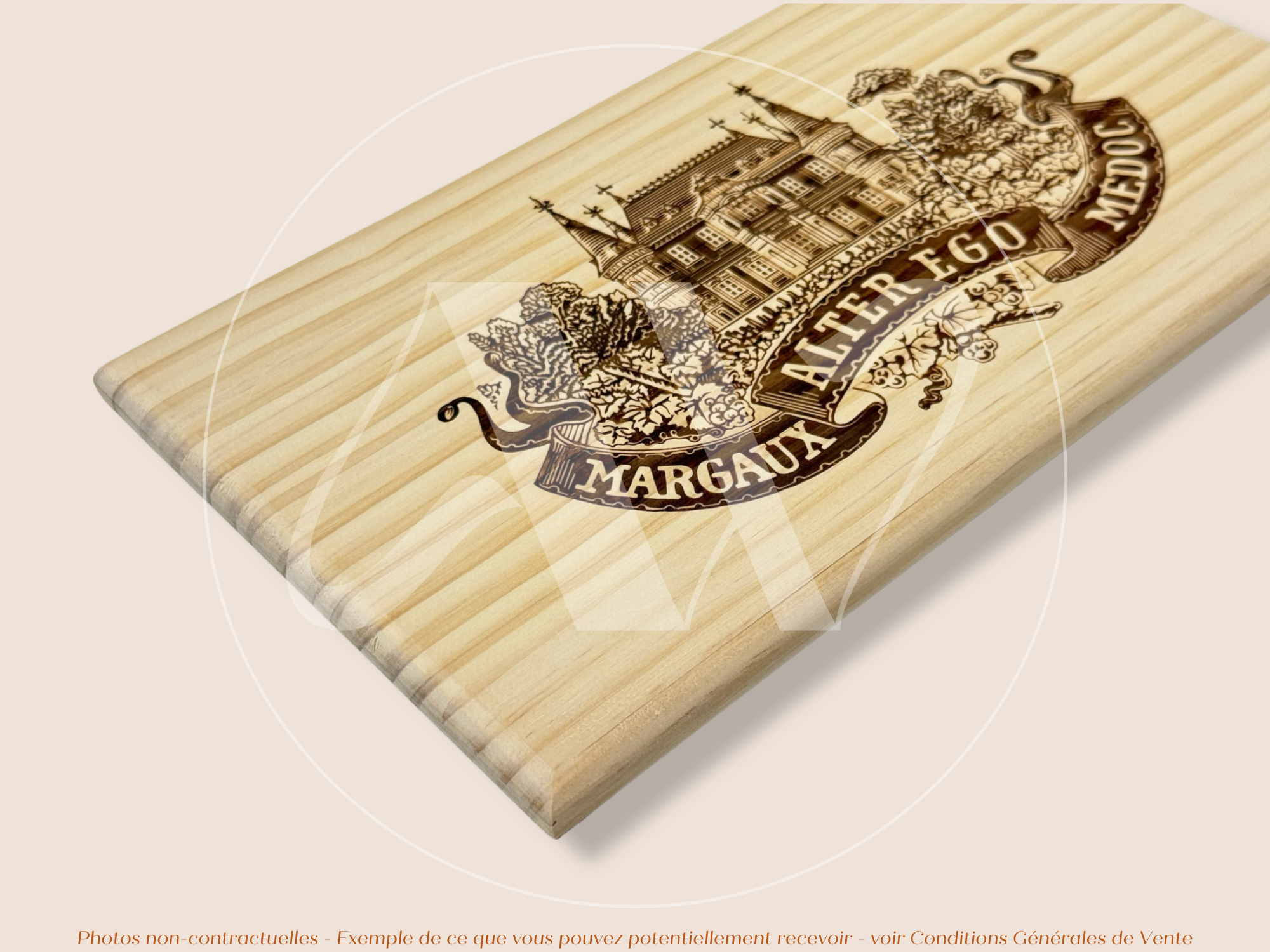 Estampe / Façade d'une caisse de vin en bois du Chateau Palmer - Alter Ego - Margaux - Bordeaux | Format 6 bouteilles = 30x17 cm