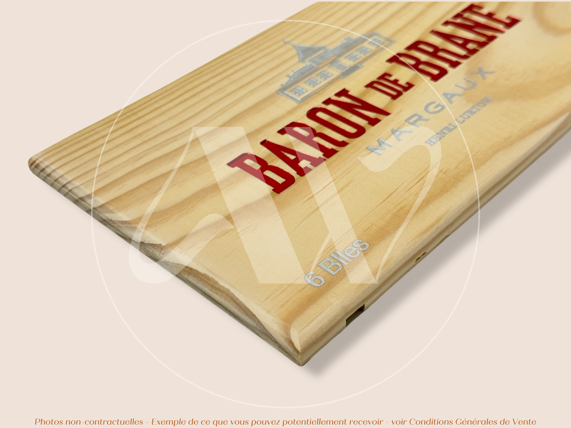 Façade Estampe bois – Baron de Brane – Margaux (Bordeaux) – Format 30x17 cm – (rare en couleur)