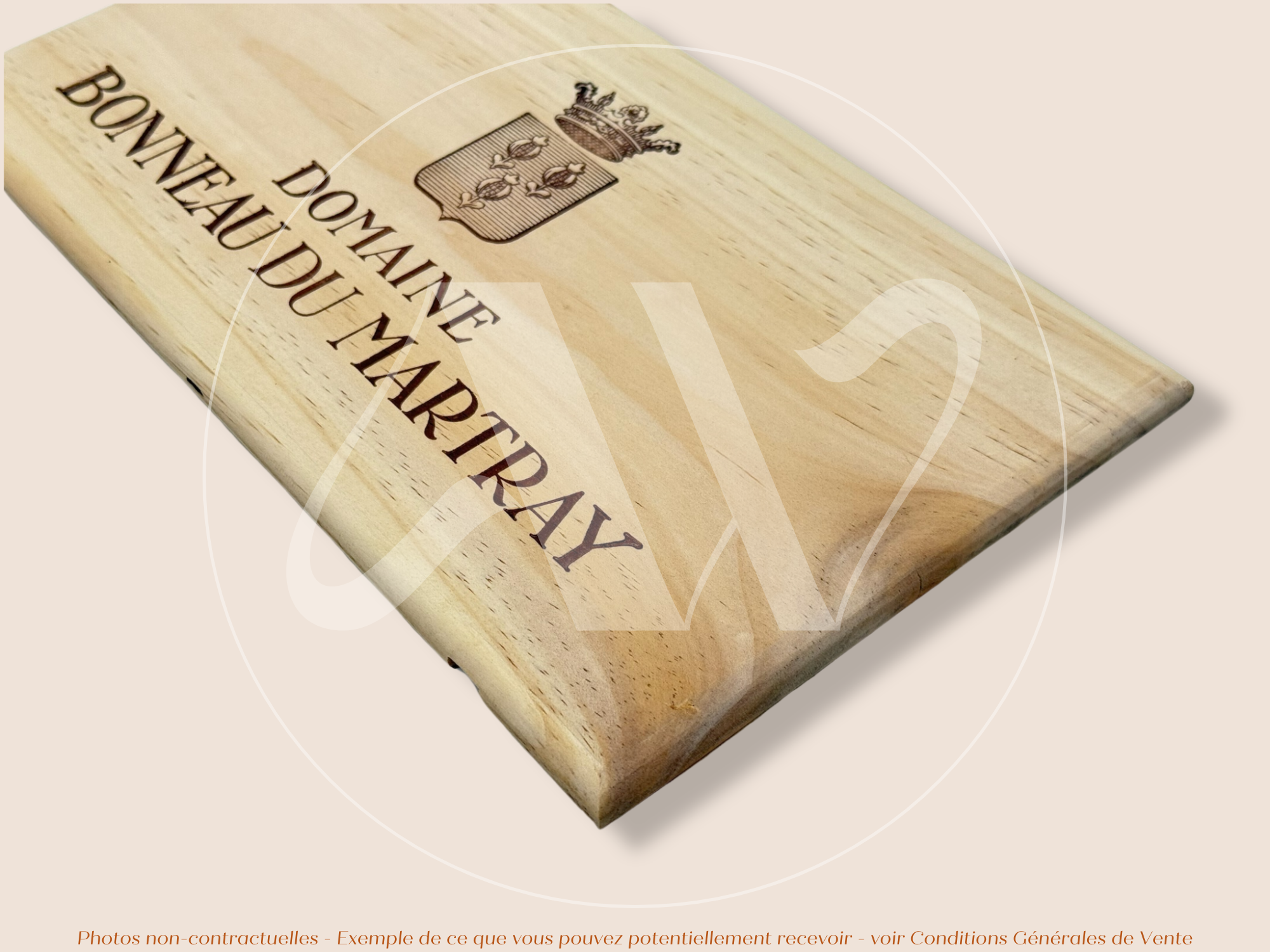 Estampe / Façade d'une caisse de vin en bois du Domaine Bonneau du Martray - Bourgogne | Format 6 bouteilles = 30x17 cm