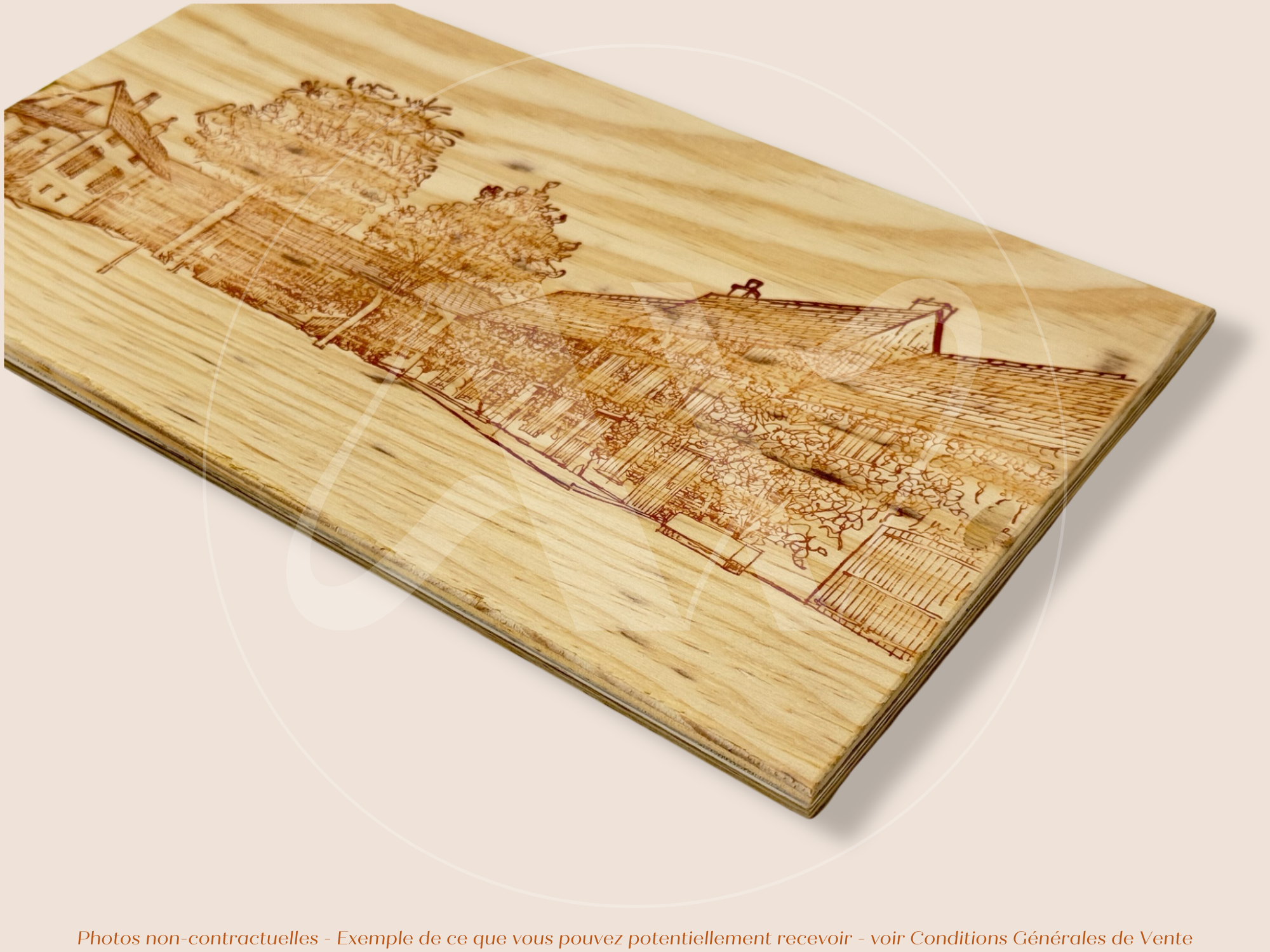 Estampe / Façade d'une caisse de vin en bois du Domaine Leflaive - Bourgogne | Format 12 bouteille = 30x17 cm