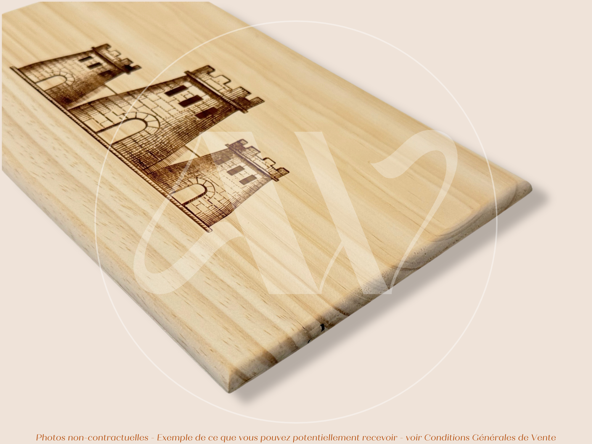 Couvercle Estampe bois – Les Forts de Latour – Pauillac (Bordeaux) – Format 30x17 cm – (Très Demandée)