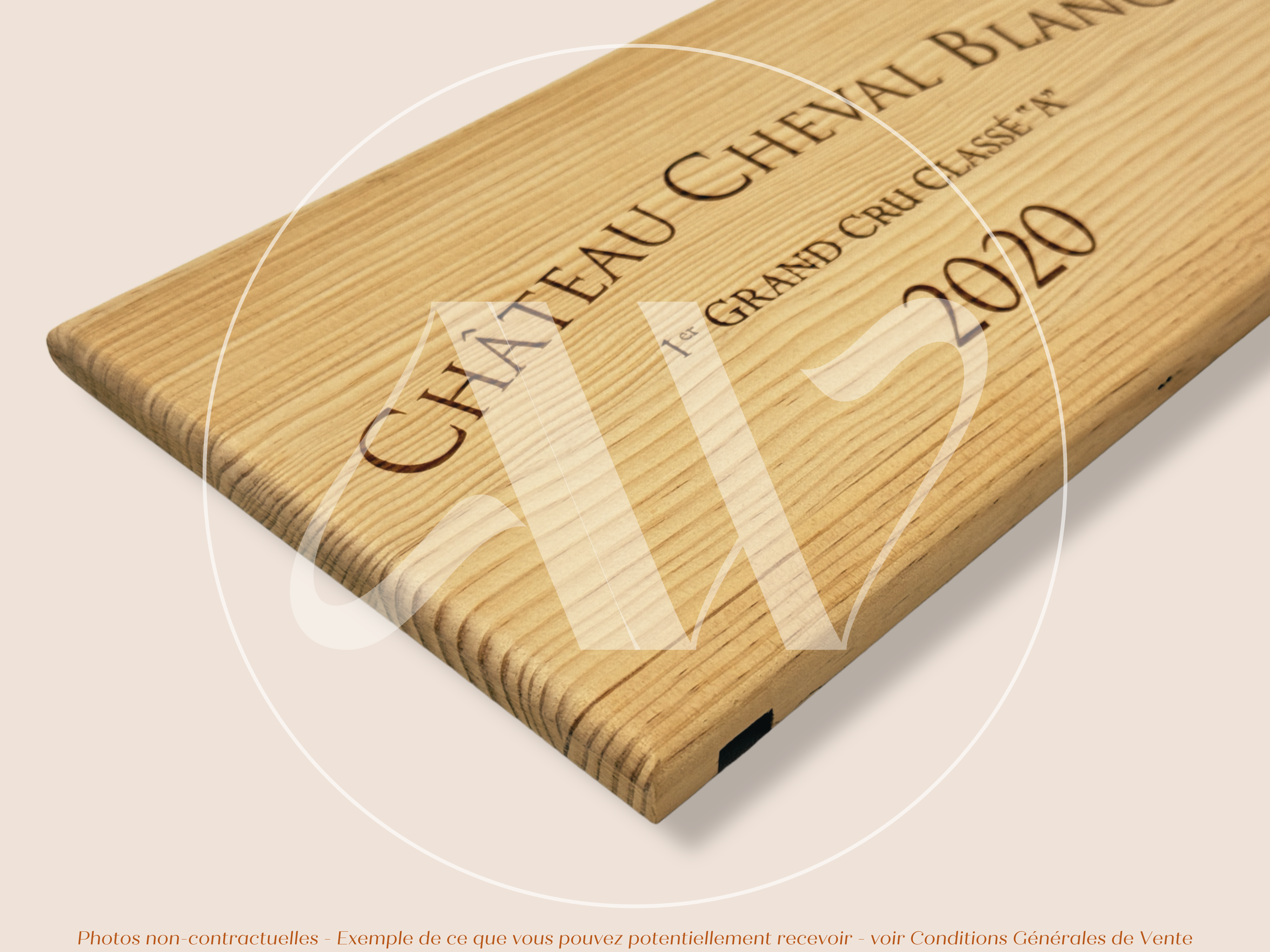 Estampe de caisse de vin Château Cheval Blanc 2020 – Saint-Émilion Grand Cru – 30 × 17 cm
