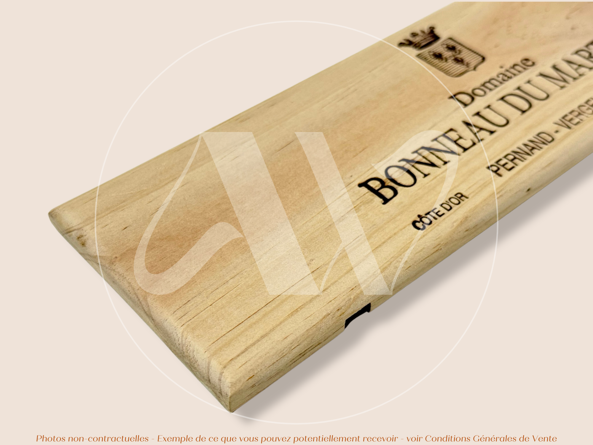 Estampe / Façade d'une caisse de vin en bois du Domaine Bonneau du Martray - Bourgogne | Format 6 bouteilles = 30x9 cm