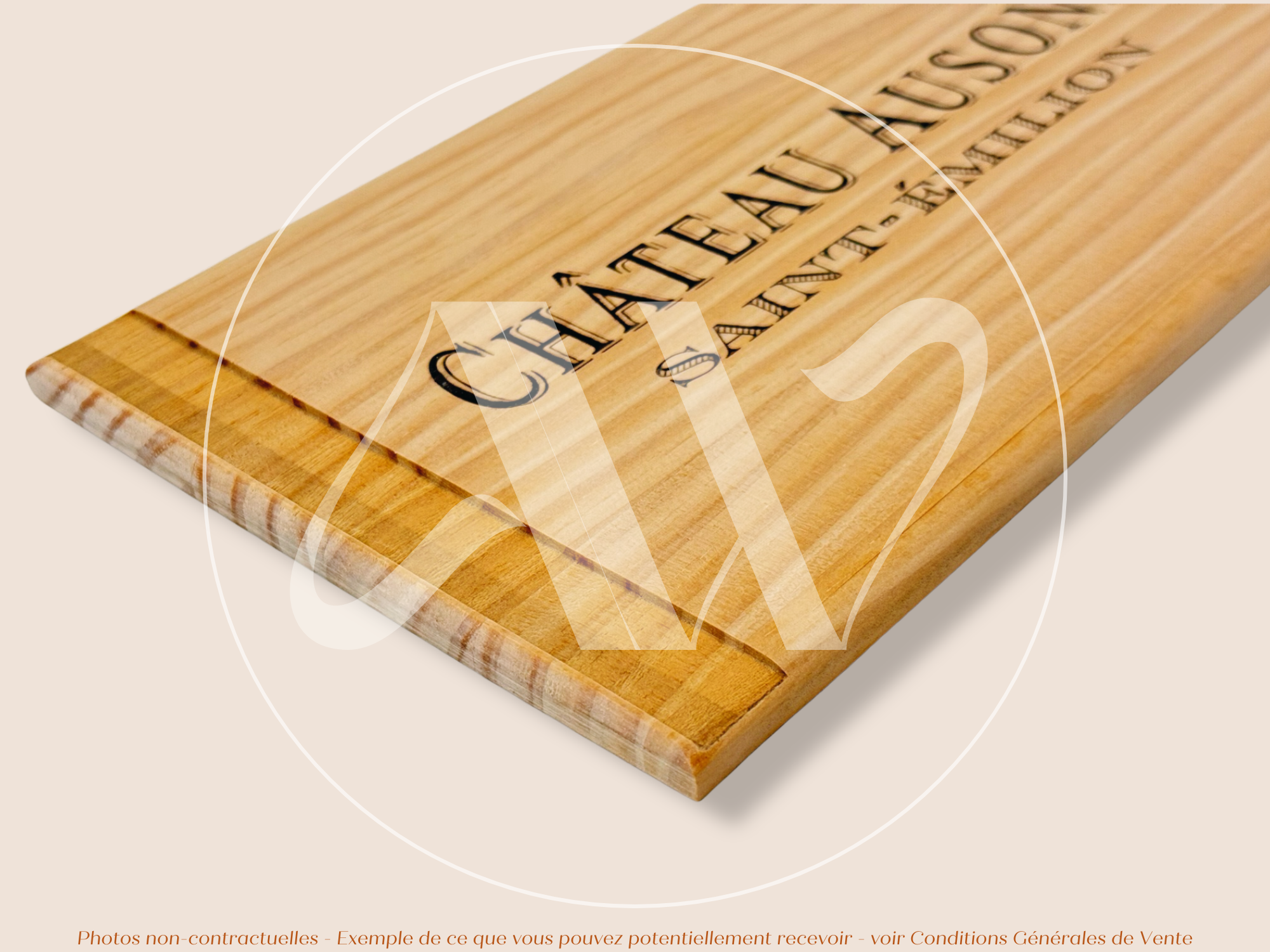 Estampe de caisse de vin – Château Ausone – Saint-Émilion – 30 × 17 cm