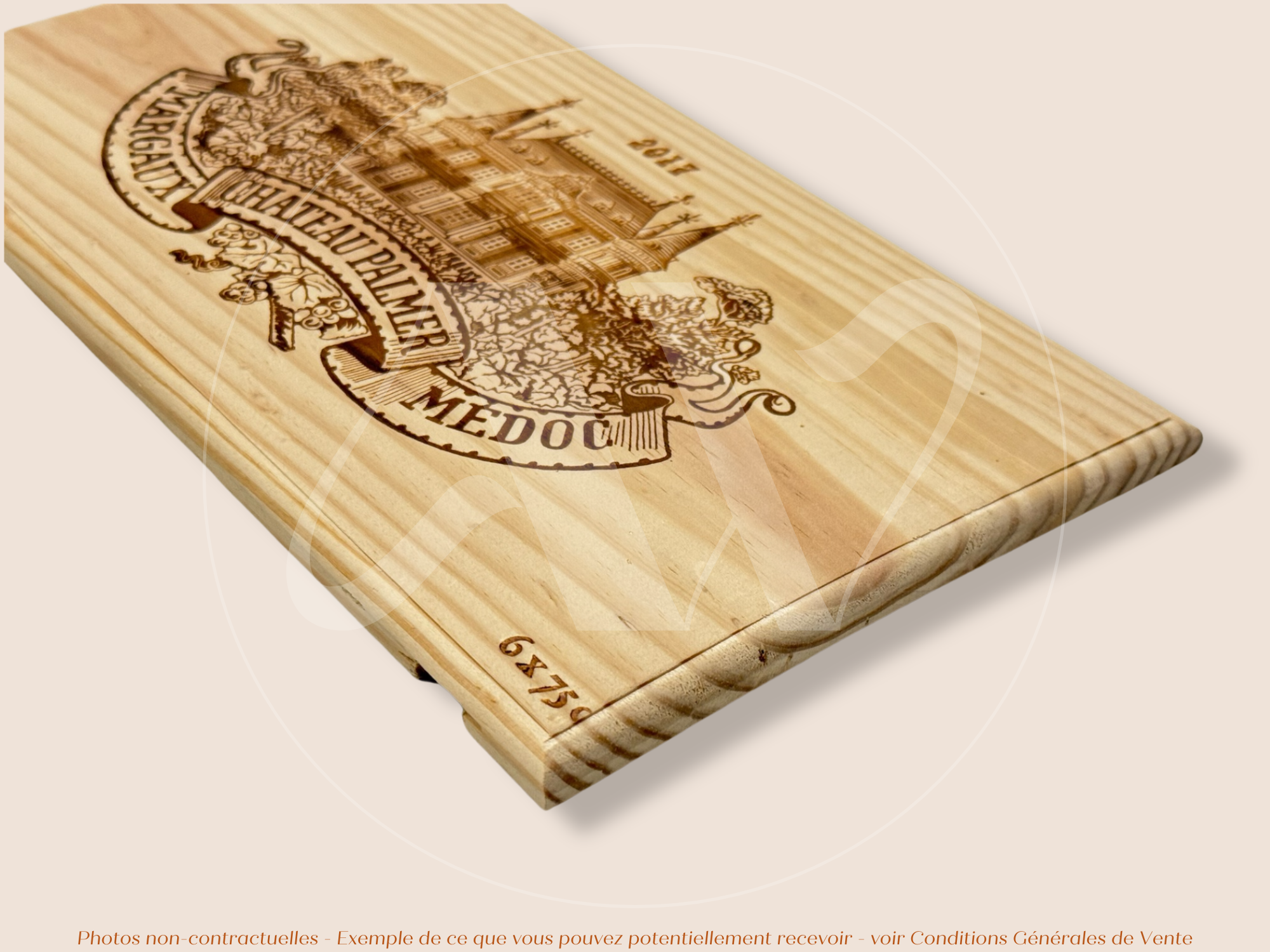 Estampe / Façade d'une caisse de vin en bois du Chateau Palmer - Millésime 2017 - Margaux - Bordeaux | Format 6 ou 12 bouteilles = 30x17 cm