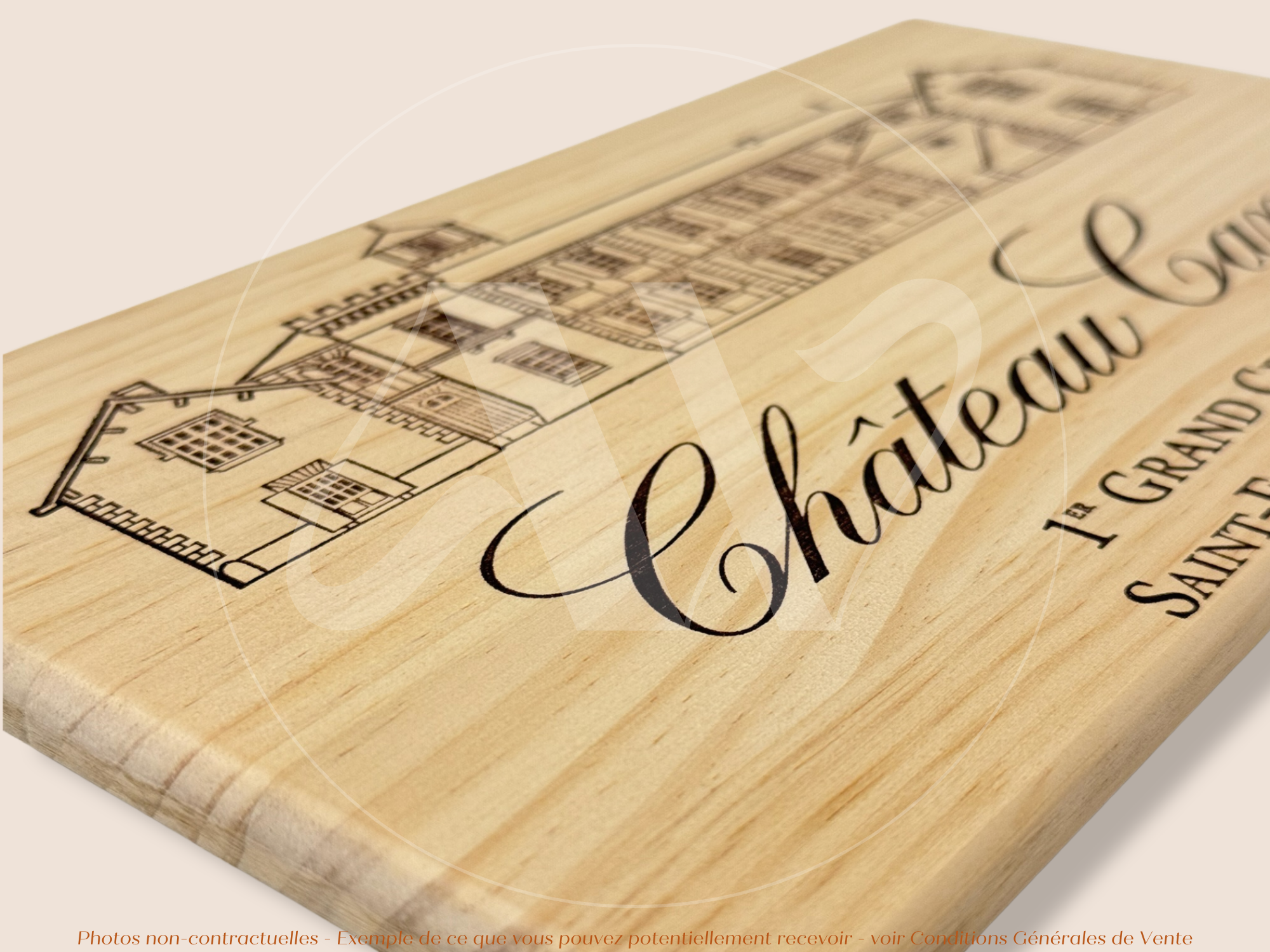 Estampe / Façade d'une caisse de vin en bois du Chateau Canon - Bordeaux | Format 6 ou 12 bouteilles = 30x17 cm