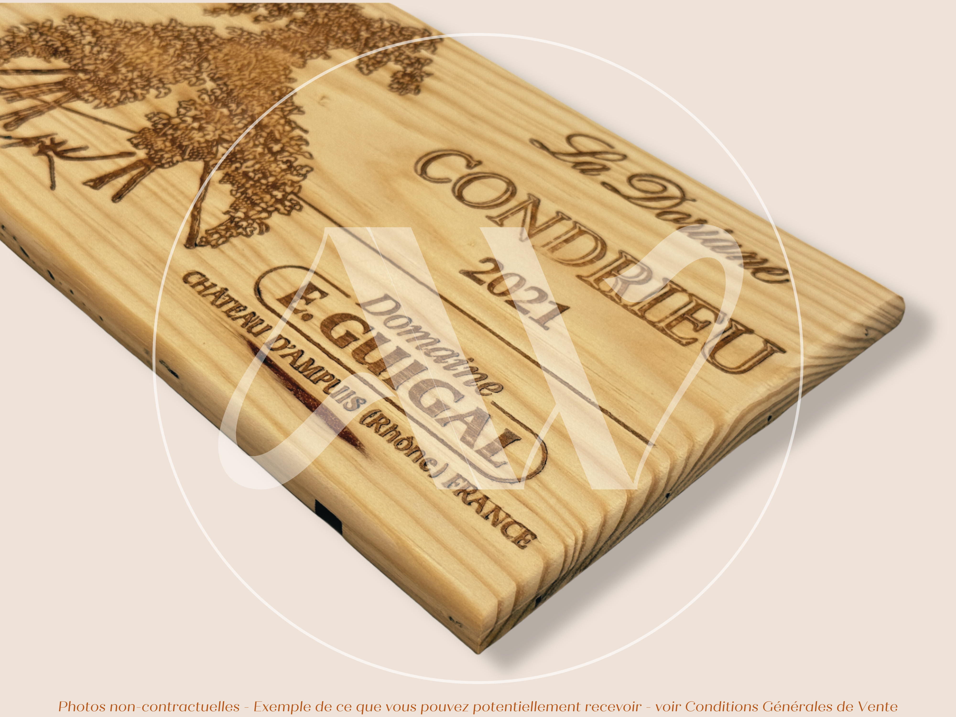 Estampe de caisse de vin – La Doriane 2021 – Condrieu, Domaine E. Guigal – 30 × 17 cm