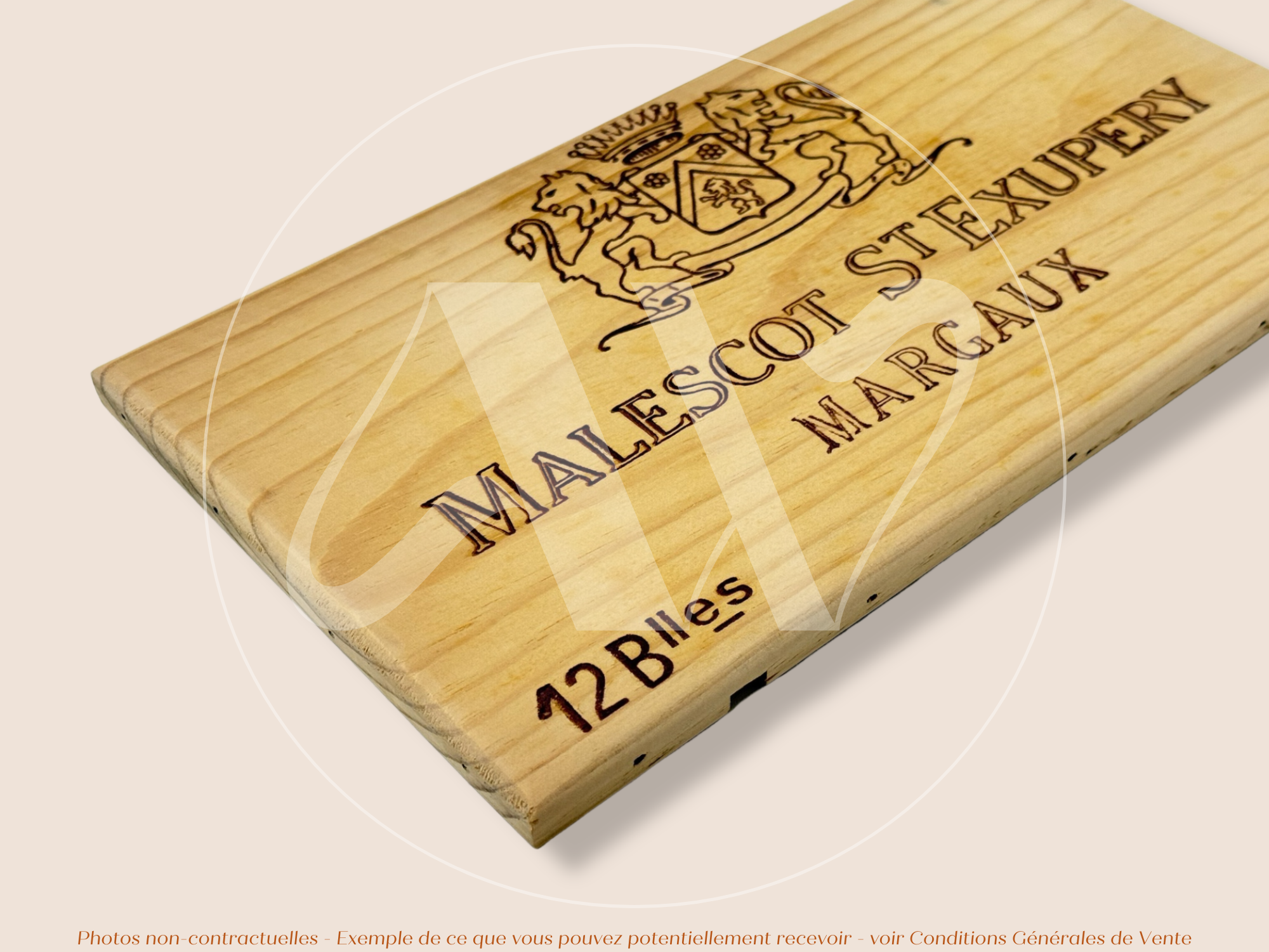 Façade Estampe bois – Château Malescot St Exupéry – Margaux (Bordeaux) – Format 30x17 cm – (Pièce rare d’un Grand Cru Classé)