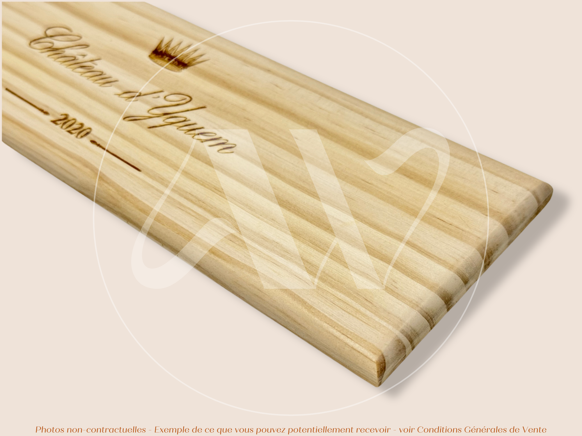 Plaque Estampe bois – Château d’Yquem – Sauternes (Bordeaux) – Millésime 2020 – Estampe prestigieuse